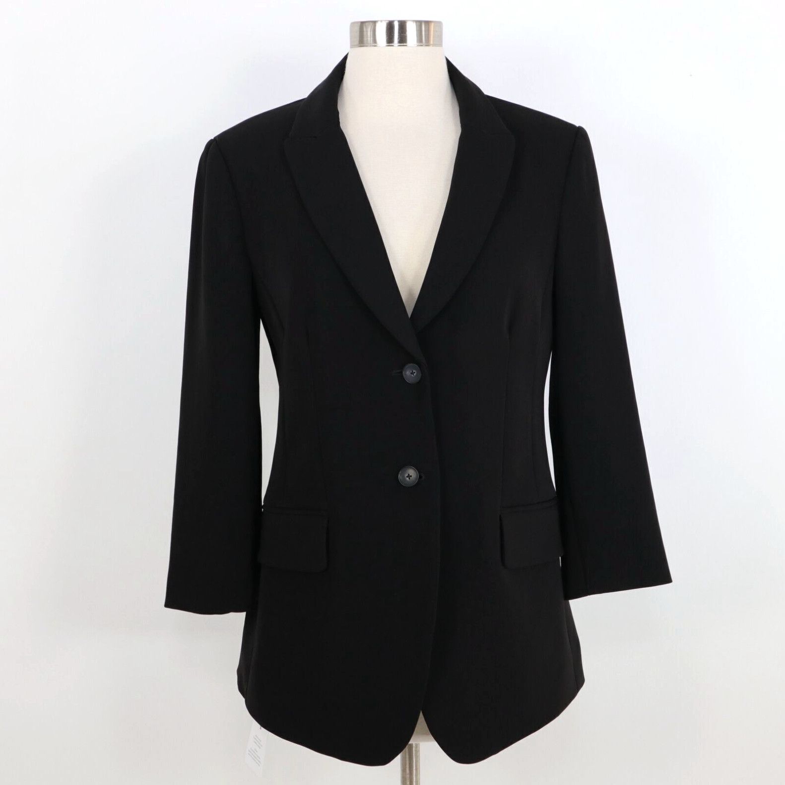 image of Vintage Mm.lafleur Blazer Jacket Carson Womens 4 New Black Stretch Twill Tailored Career in White (