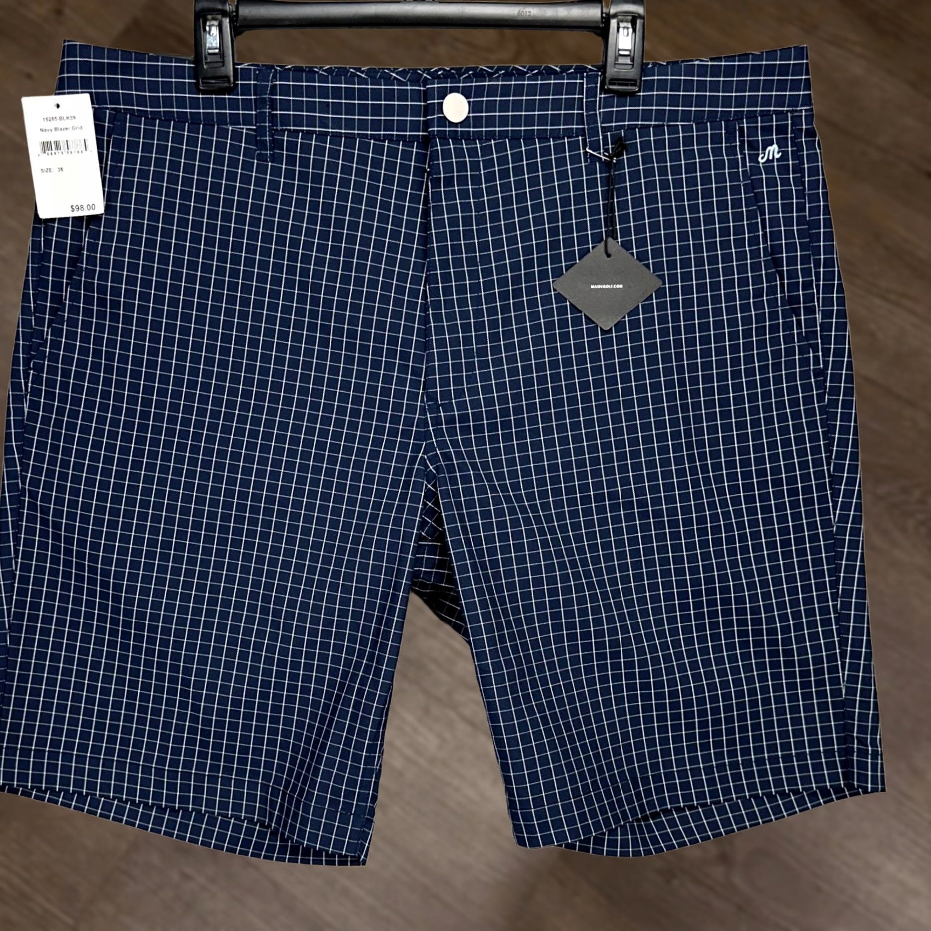 Bonobos Bonobos Maide Mens Chino Golf Shorts 38 Blue White Plaid Flat Front Casual NEW Size US 38 / EU 54 - 1 Thumbnail