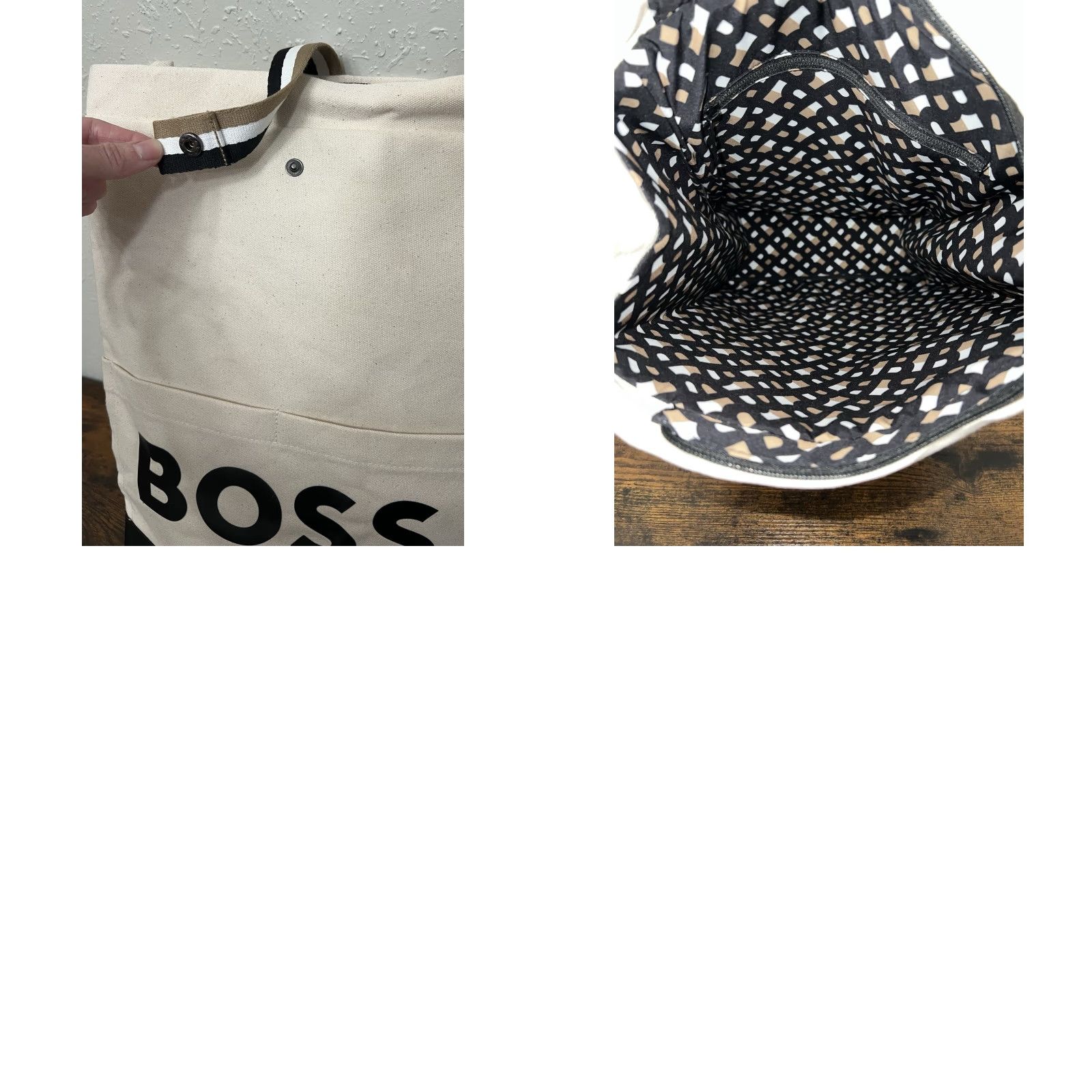 Hugo Boss HUGO BOSS Backpack Canvas Medium Beige Unisex Adults 16” x 12” x 6” Adjustable Strap Designer Zip Closure Italy? (Note: placeholder) Size ONE SIZE - 8 Thumbnail