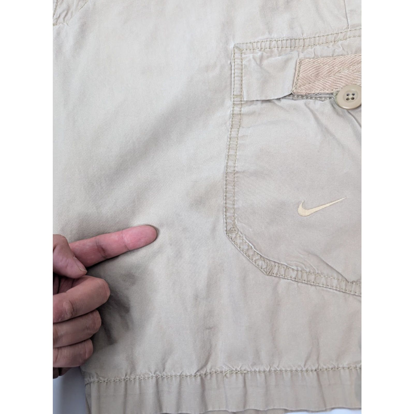 Nike Nike Cargo Shorts Shirt Men Medium Tan Outdoor Twill Cotton Drawstring Pockets Cargo Outdoor Nike Mens M Tan Summer - Size US 31 - 3 Thumbnail