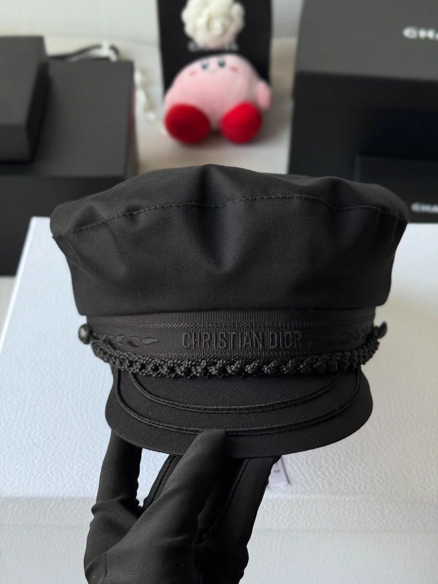 Dior Dior Black Logo Greek Newsboy Cap 59 Size Size ONE SIZE - 4 Thumbnail