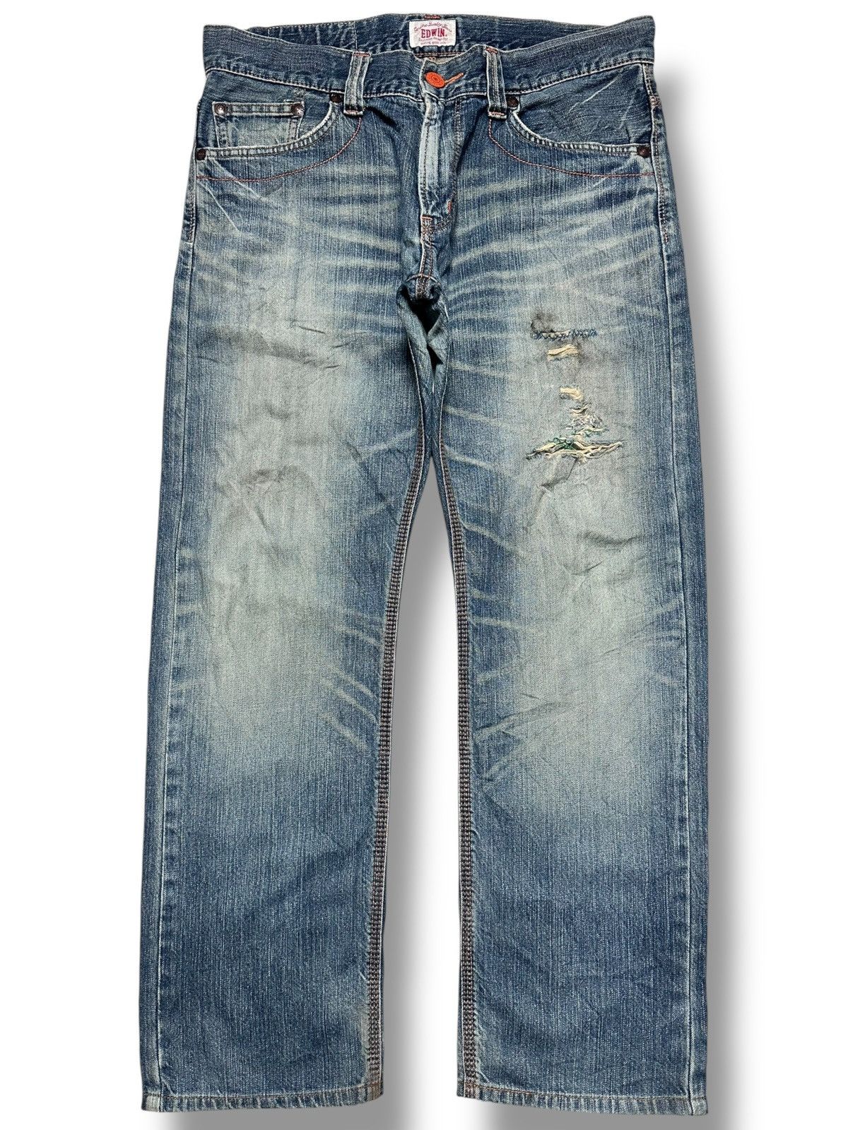 Edwin Edwin 403XVS Jeans | Authentic Denim | Rare Orange Stitching Size US 35 - 1 Thumbnail