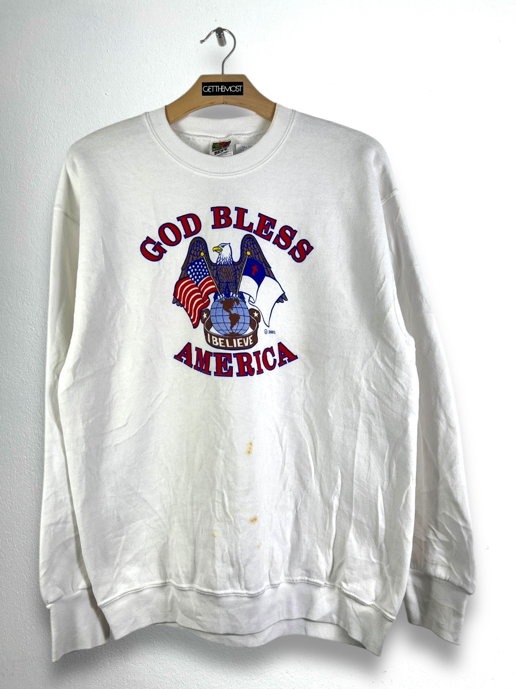 Vintage No.5155 Vintage God Bless America Graphic Sweatshirt (L) Size US L / EU 52-54 / 3 - 1 Thumbnail