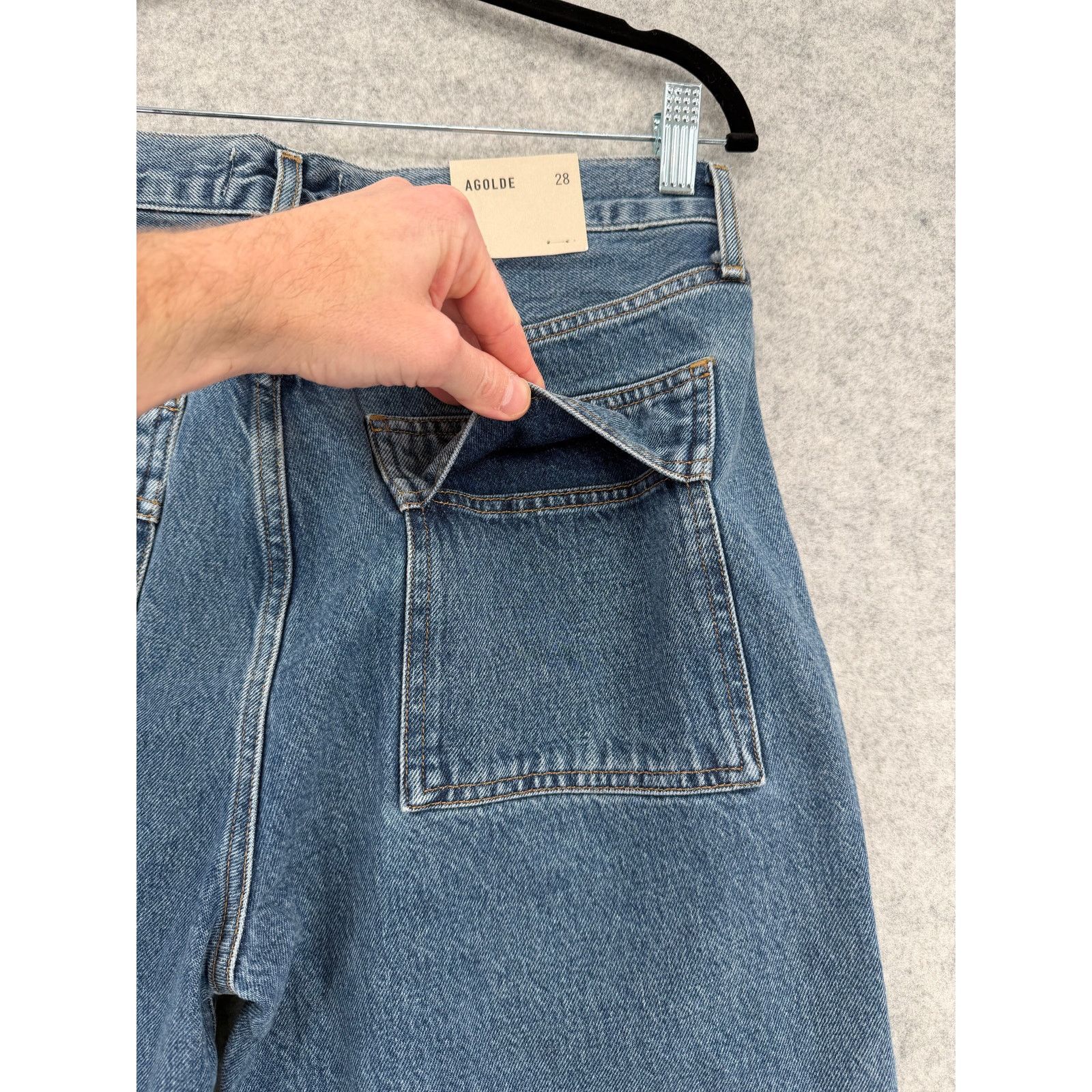 Agolde NWT AGOLDE Cooper Cargo Pocket Blue Jeans Size Women's 28 Size 28" / US 6 / IT 42 - 12 Thumbnail