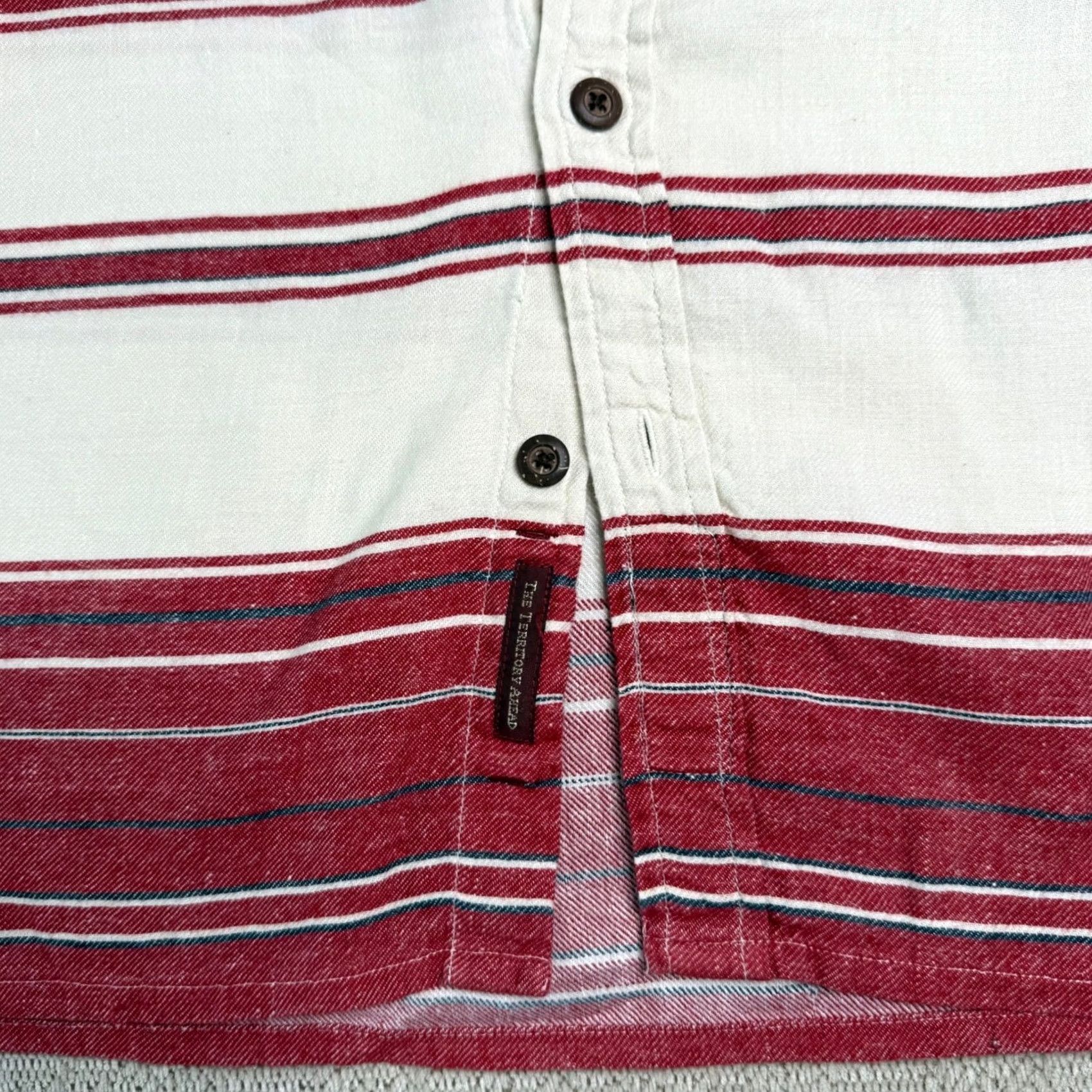 The Territory Ahead Territory Ahead Shirt Striped Button-Down Short Sleeve Red XLT Mens Unisex? Size US XL / EU 56 / 4 - 4 Thumbnail