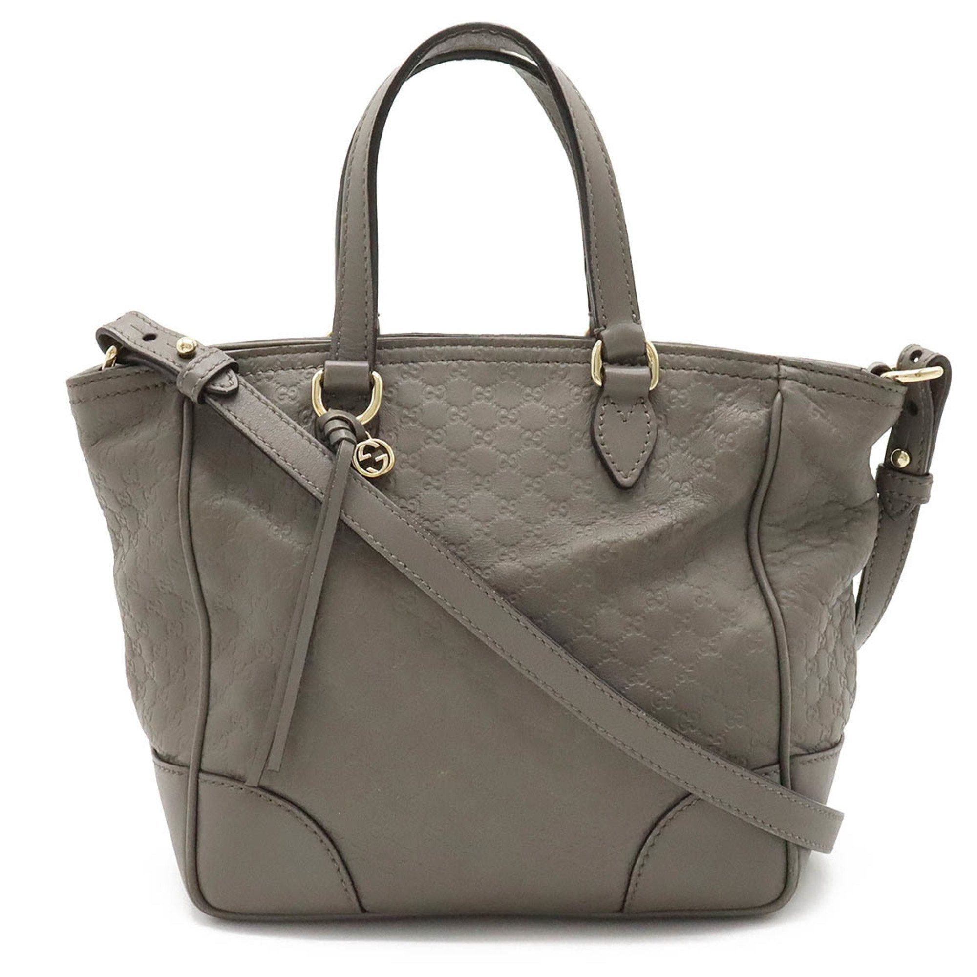 image of Gucci Micro Sima Handbag Shoulder Bag Leather Gray 449241 in Grey, Women's