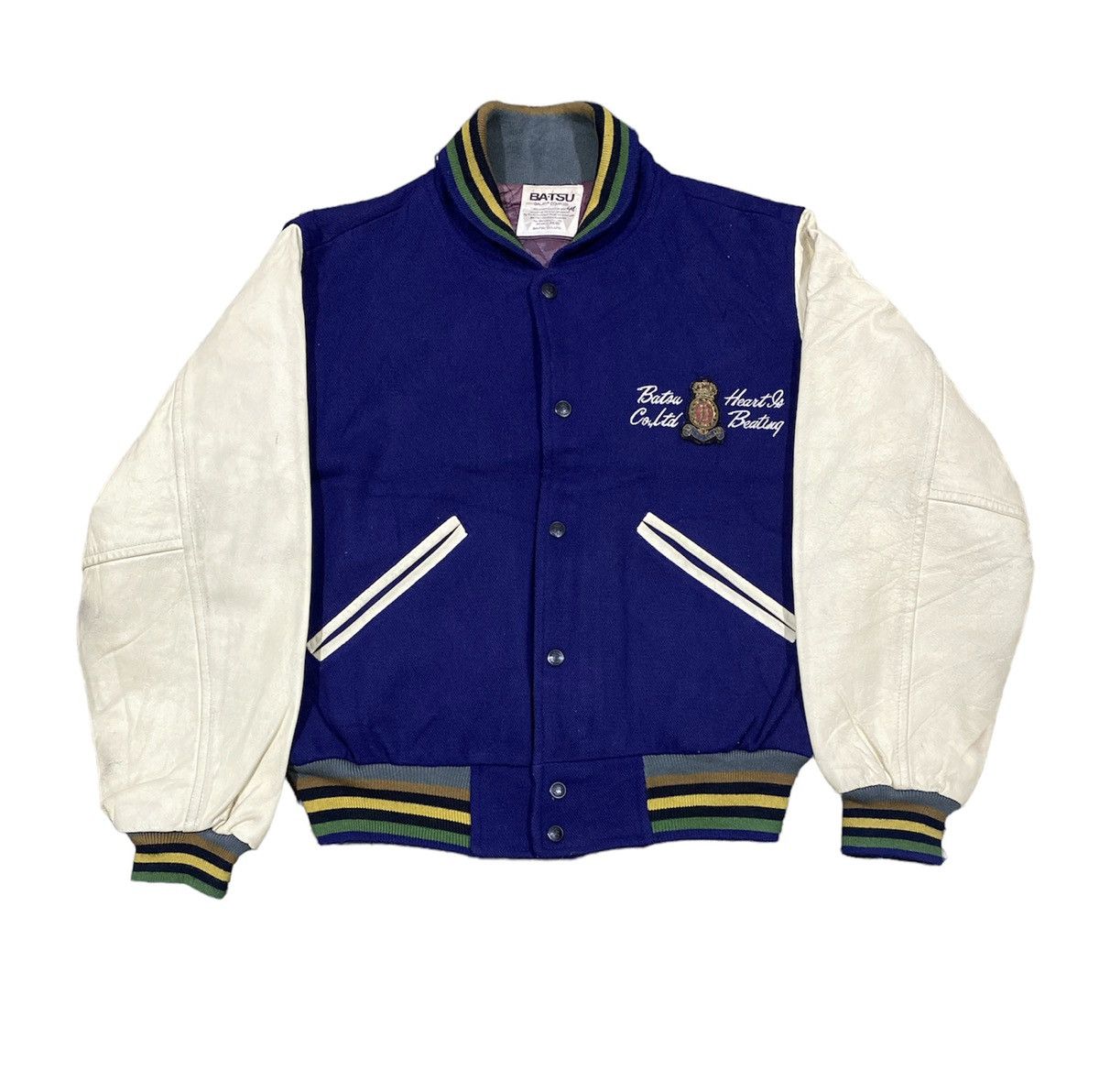 Japanese Brand 🔥ACCEPT BINDING🔥Vintage Batsu Varsity Jacket leather sleeve Size US M / EU 48-50 / 2 - 4 Thumbnail