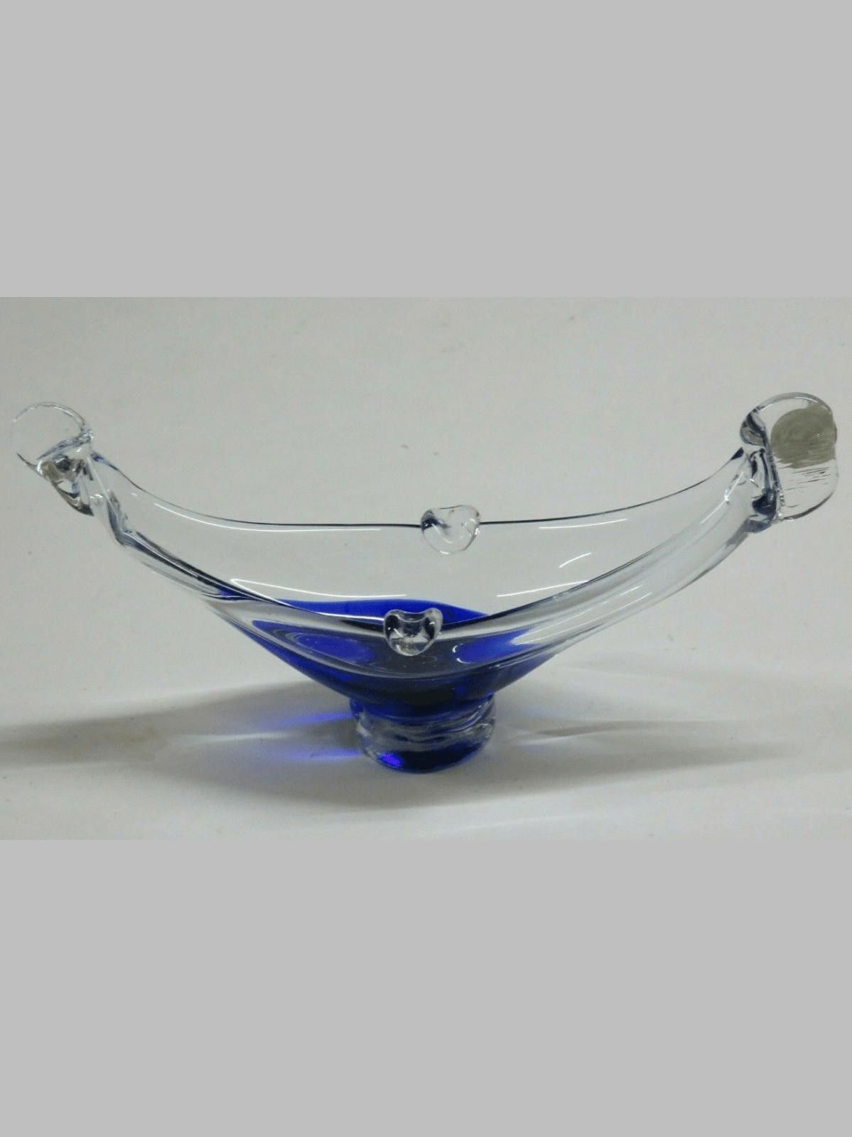 Murano Murano Glass Blue And Clear Basket 4" Size ONE SIZE - 1 Thumbnail
