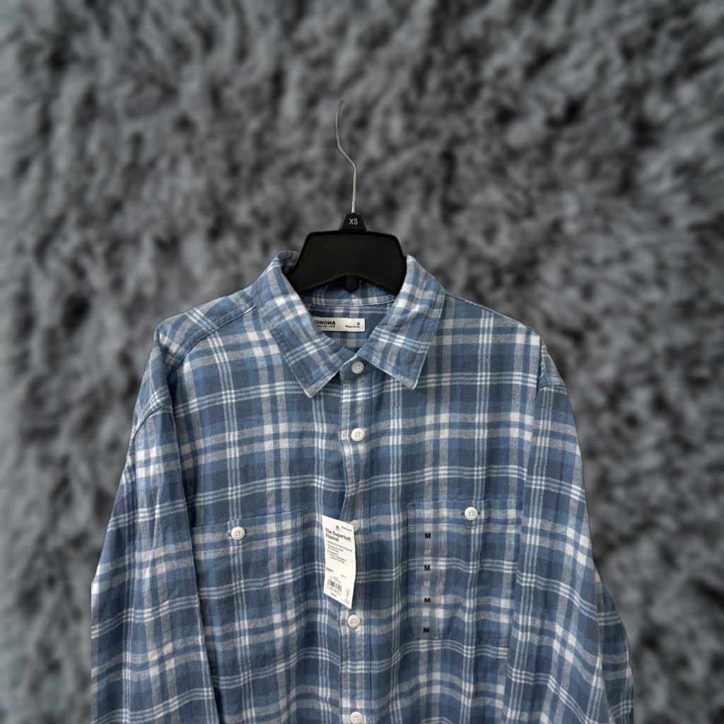Vintage Sonoma Shirt Mens Medium Blue Plaid Flannel Button-Down Long Sleeve Supersoft Size US M / EU 48-50 / 2 - 1 Thumbnail