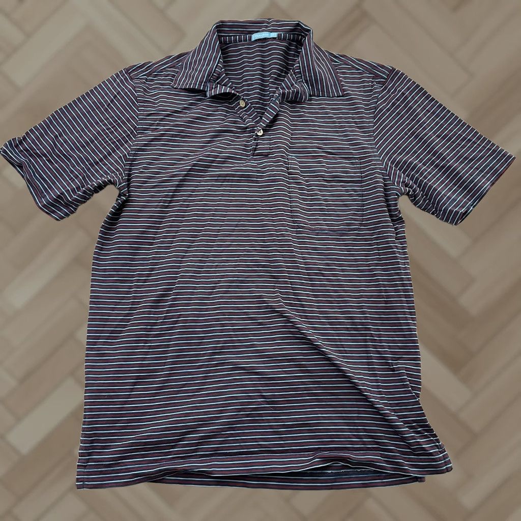 J.McLaughlin J.McLaughlin Short Sleeve Striped Button Front Polo Shirt Mens M Blue Red Size US M / EU 48-50 / 2 - 1 Thumbnail