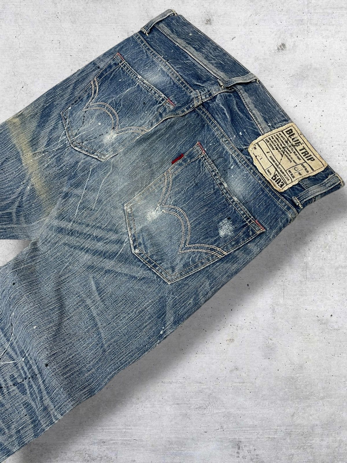Edwin 1990S DESIGNER JAPAN EDWIN BLUE TRIP 503 DISTRESSED DENIM Size US 33 - 12 Thumbnail