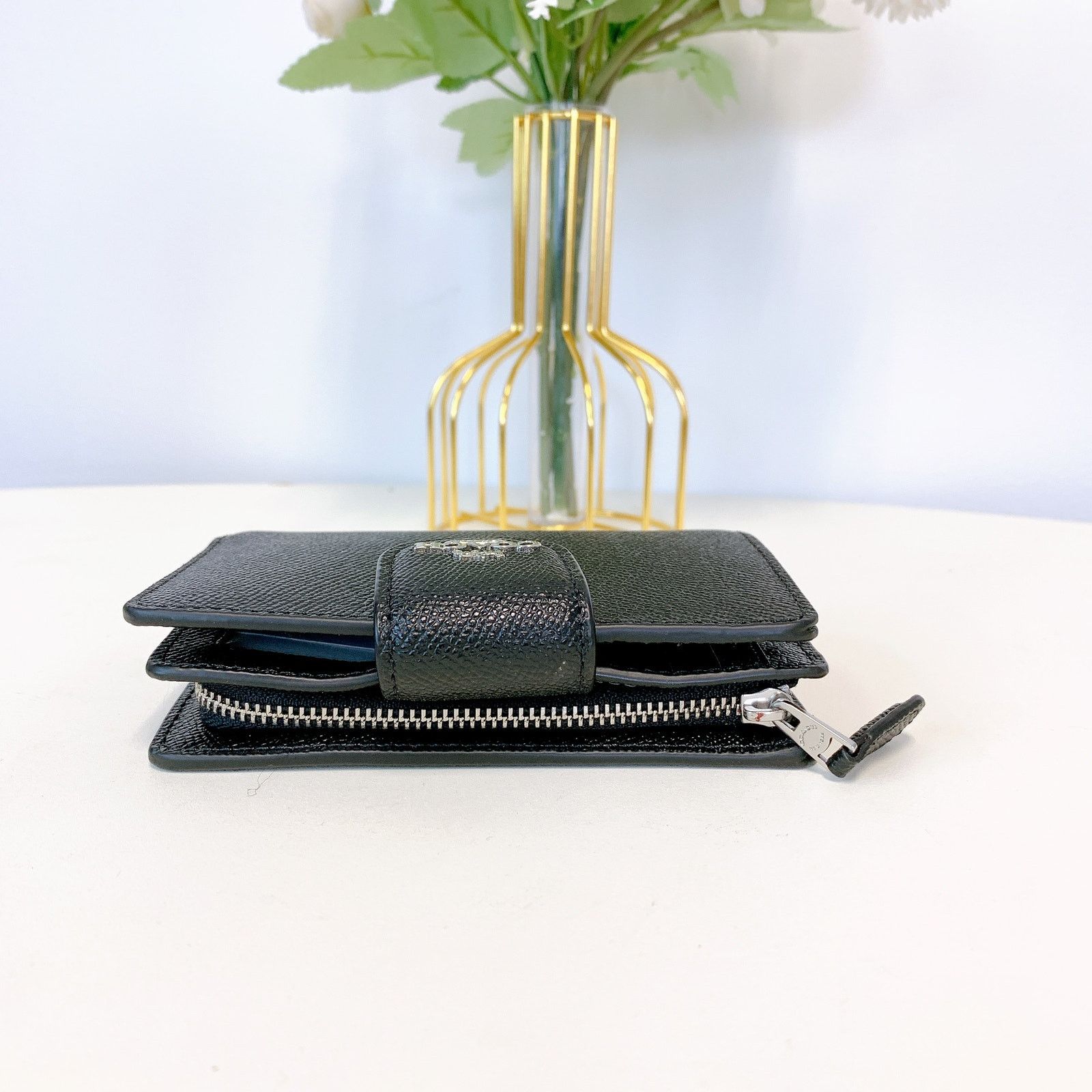Coach Coach 6390 Medium Corner Zip Wallet IN Black Size ONE SIZE - 4 Thumbnail
