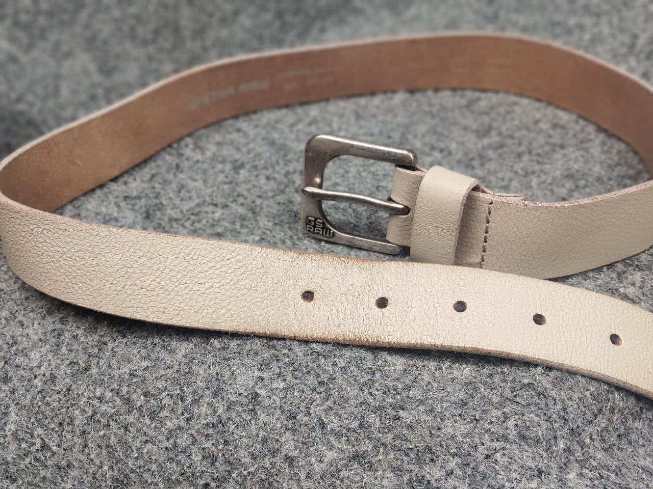 G-Star G Star raw Beige Leather Mini Logo Vintage Style Y2K Belt Size ONE SIZE - 9 Thumbnail