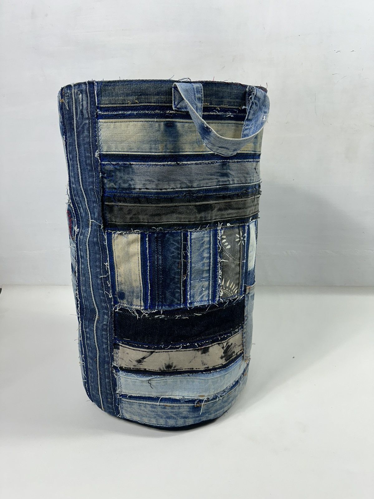 Handmade Custom Made Denim Patchwork Laundry Bag Home Decoration Size ONE SIZE - 2 Thumbnail