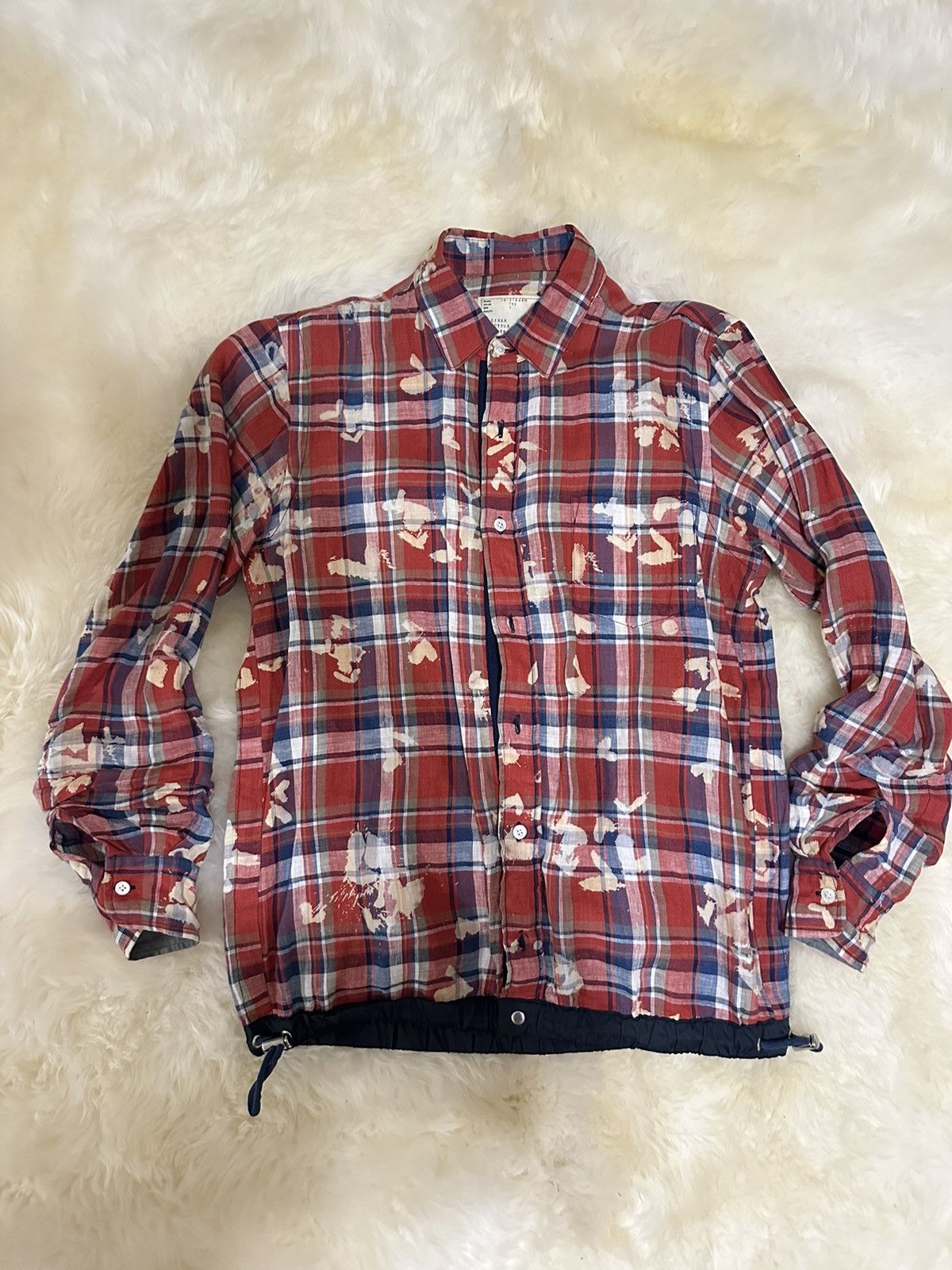 image of Sacai Shirt in Red Plaid, Men's (Size Small)