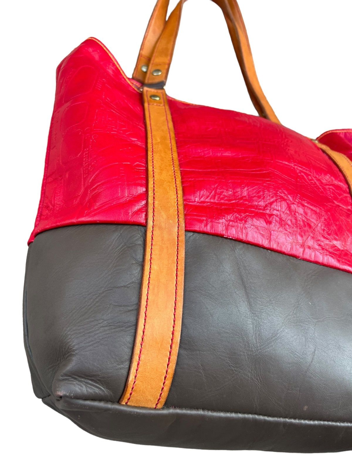 Leather Map Embossed Leather Tote Bag Unknown Japanese Brand Vintage Size ONE SIZE - 11 Thumbnail