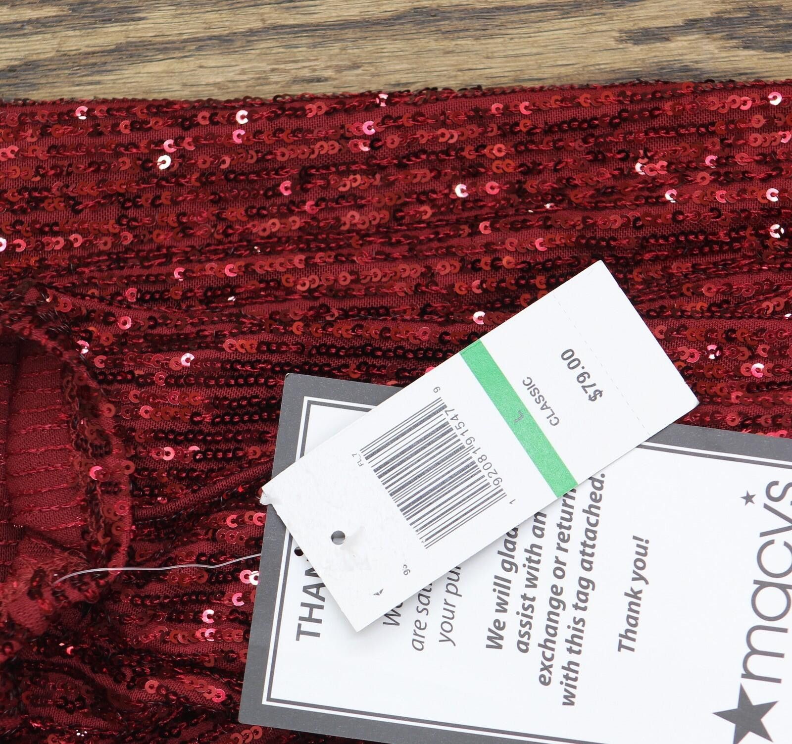 Other Nwt Msk Sequin Neck Long Sleeved Top Blouse Dark Wine Red L Size L / US 10 / IT 46 - 3 Thumbnail