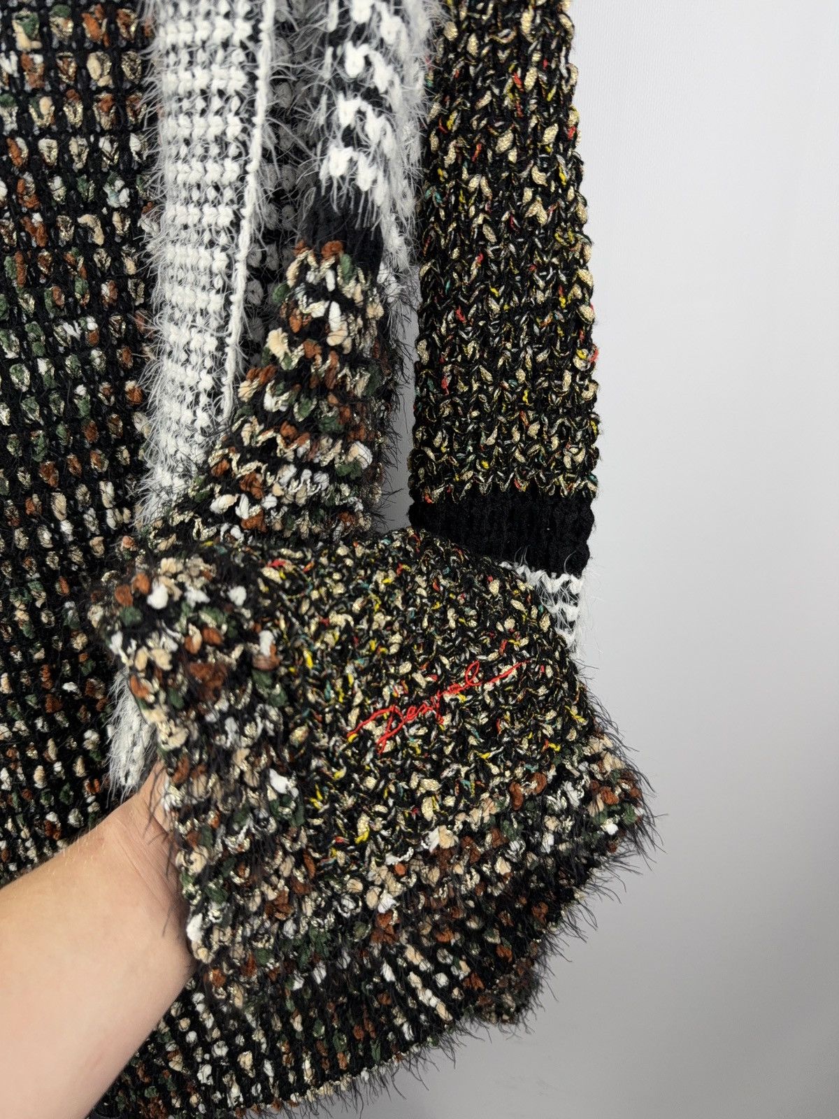 Desigual Desigual Chunky Knit Patchwork Cardigan S Boho Avant Garde Size S / US 4 / IT 40 - 6 Thumbnail