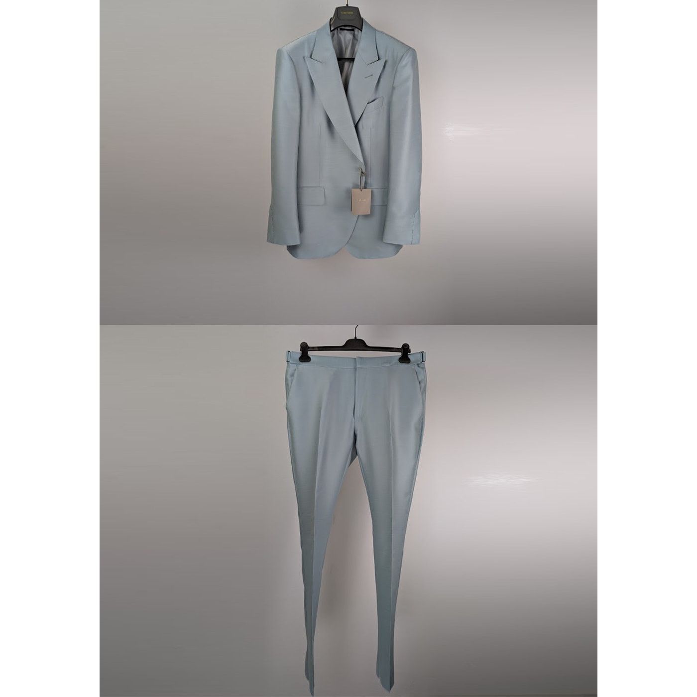 Tom Ford o1rshd1 Suits Blazer And Pants in Light Shiny Blue Size US XXL / EU 58 / 5 - 1 Thumbnail