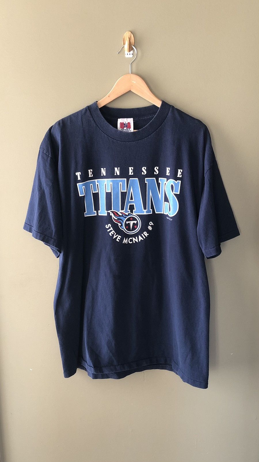 NFL × Vintage Vintage Tennessee Titans 9 McNair graphic tee single stitch Size US XL / EU 56 / 4 - 1 Thumbnail