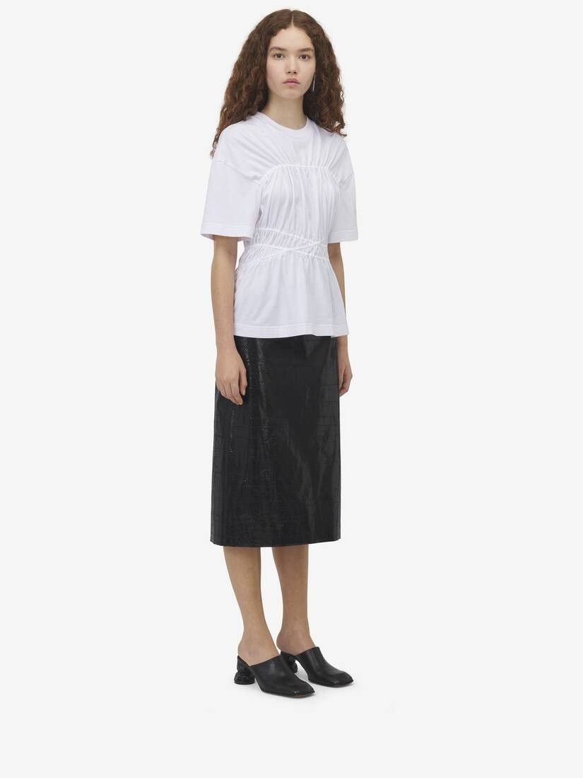 Alexander McQueen o1srvl11e0326 Gathered T-Shirt in White Size XL / US 12-14 / IT 48-50 - 2 Thumbnail