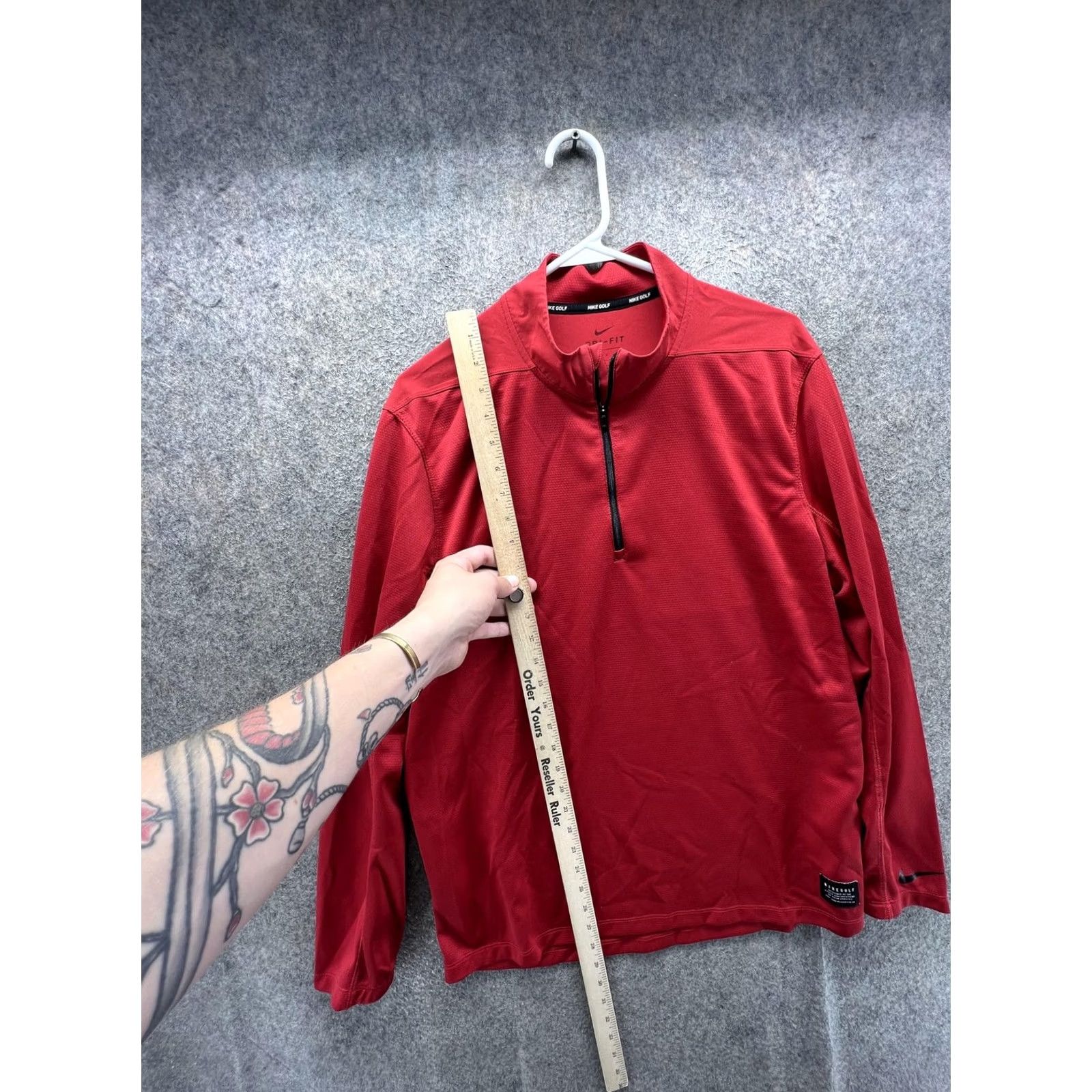 Nike Nike Dri-FIT Pullover Mens Large Red 1/4 Zip Golf Long Sleeve Shirt Top Knit Size US L / EU 52-54 / 3 - 3 Thumbnail