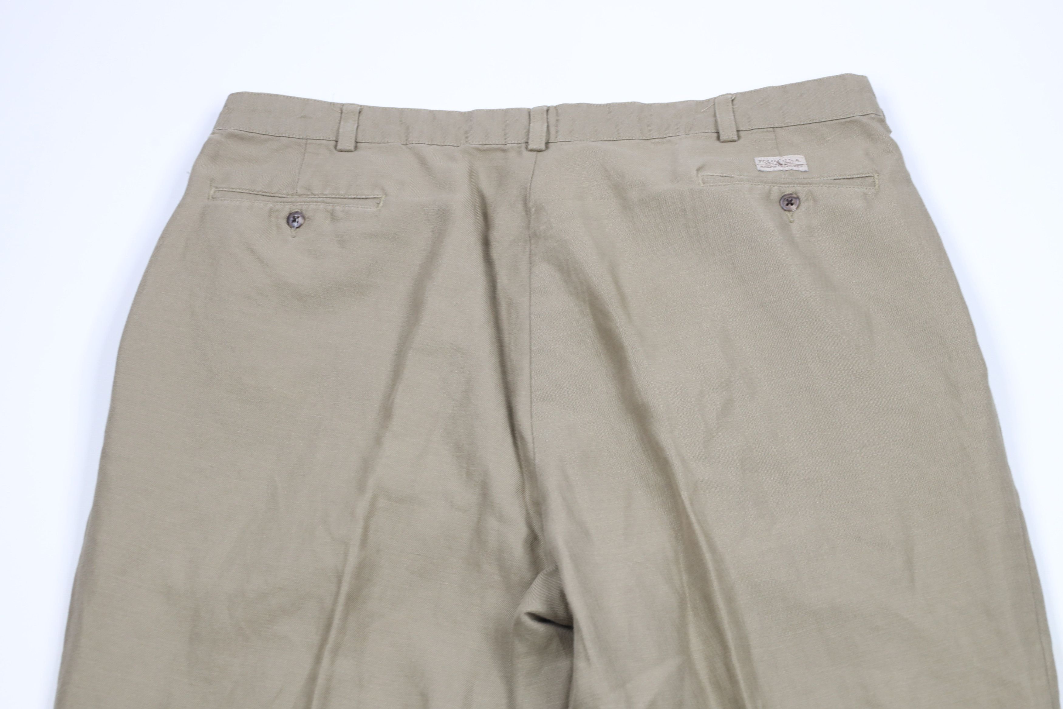 Ralph Lauren × Vintage Vintage 90s Ralph Lauren Blend Wide Leg Chino Pants Beige Size US 40 / EU 56 - 9 Thumbnail