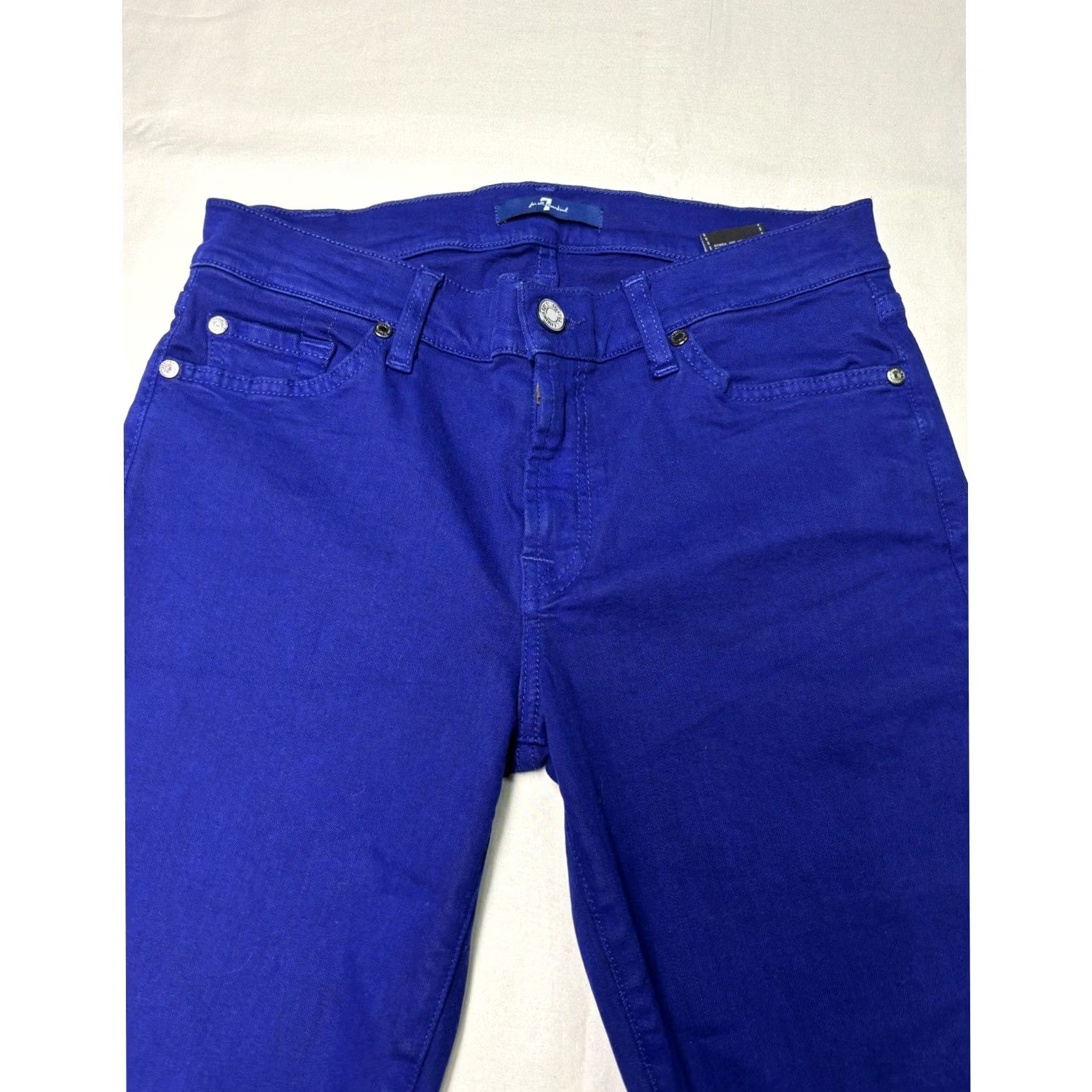 7 For All Mankind 7 For All Mankind Royal Blue Skinny Jeans Women's 28x28 Denim Zipper Button Stretch Pockets Slim Rise Mid 8.5-10.5 Solid 5-Pocket Paxtyn Jeans Womens Size 28" / US 6 / IT 42 - 2 Thumbnail
