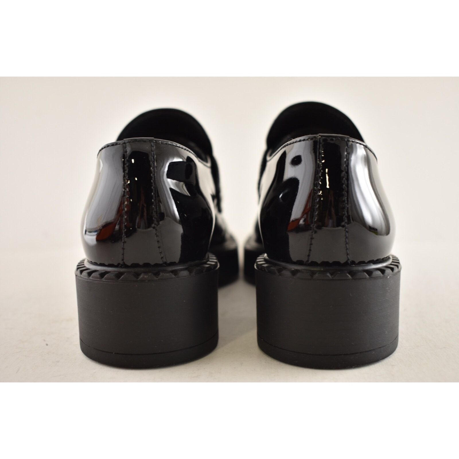 Prada Prada Chocolate Black Patent Leather Silver Logo Platform Size US 6 / IT 36 - 18 Thumbnail