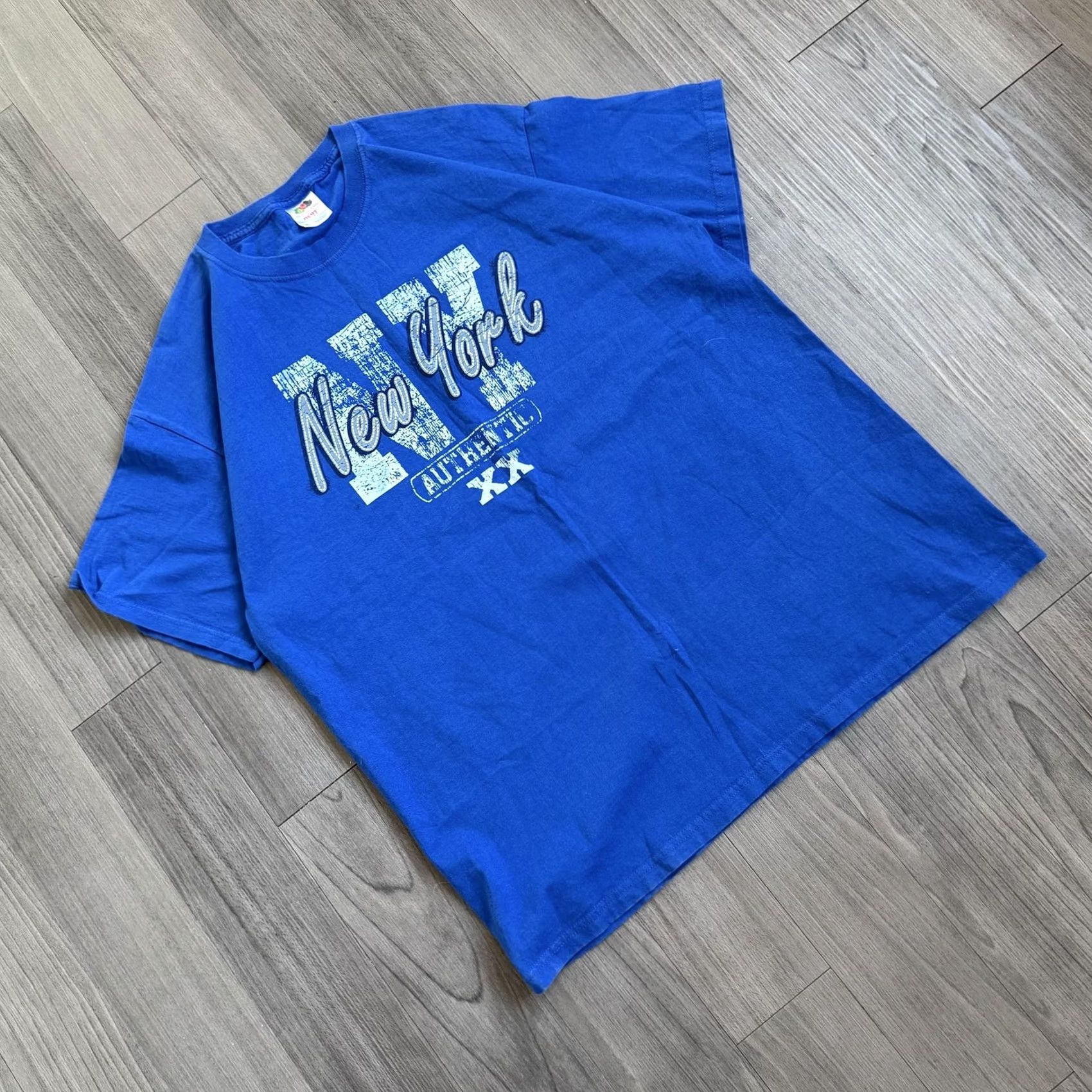 Fruit Of The Loom VINTAGE Fruit of the Loom Shirt Mens XL Blue New York Authentic XX Graphic Tee Cotton Size US XL / EU 56 / 4 - 2 Thumbnail