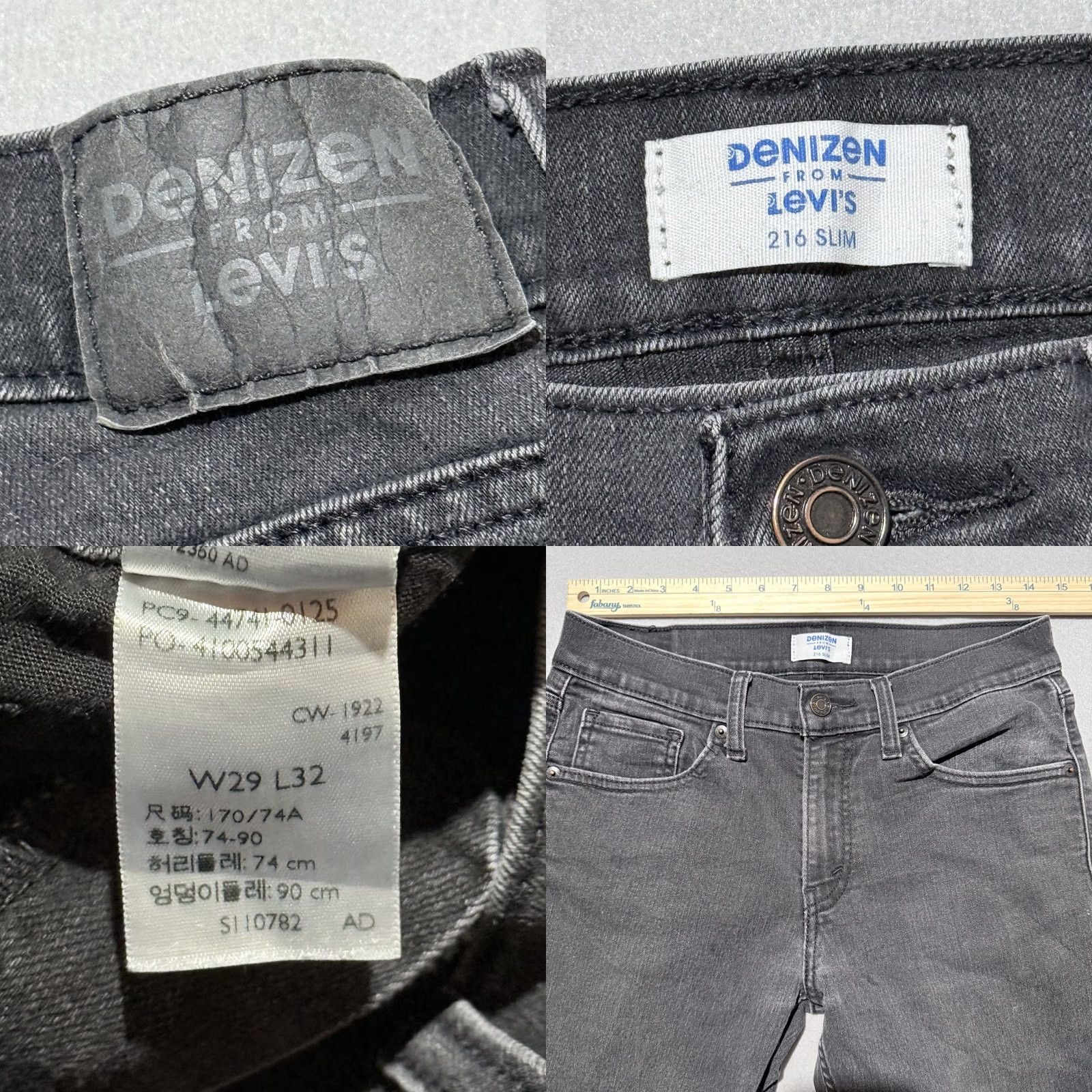 Denizen VINTAGE Denizen from Levi’s 216 Jeans Men Gray Denim Low Rise Slim Straight 29x32 Size US 29 - 8 Thumbnail