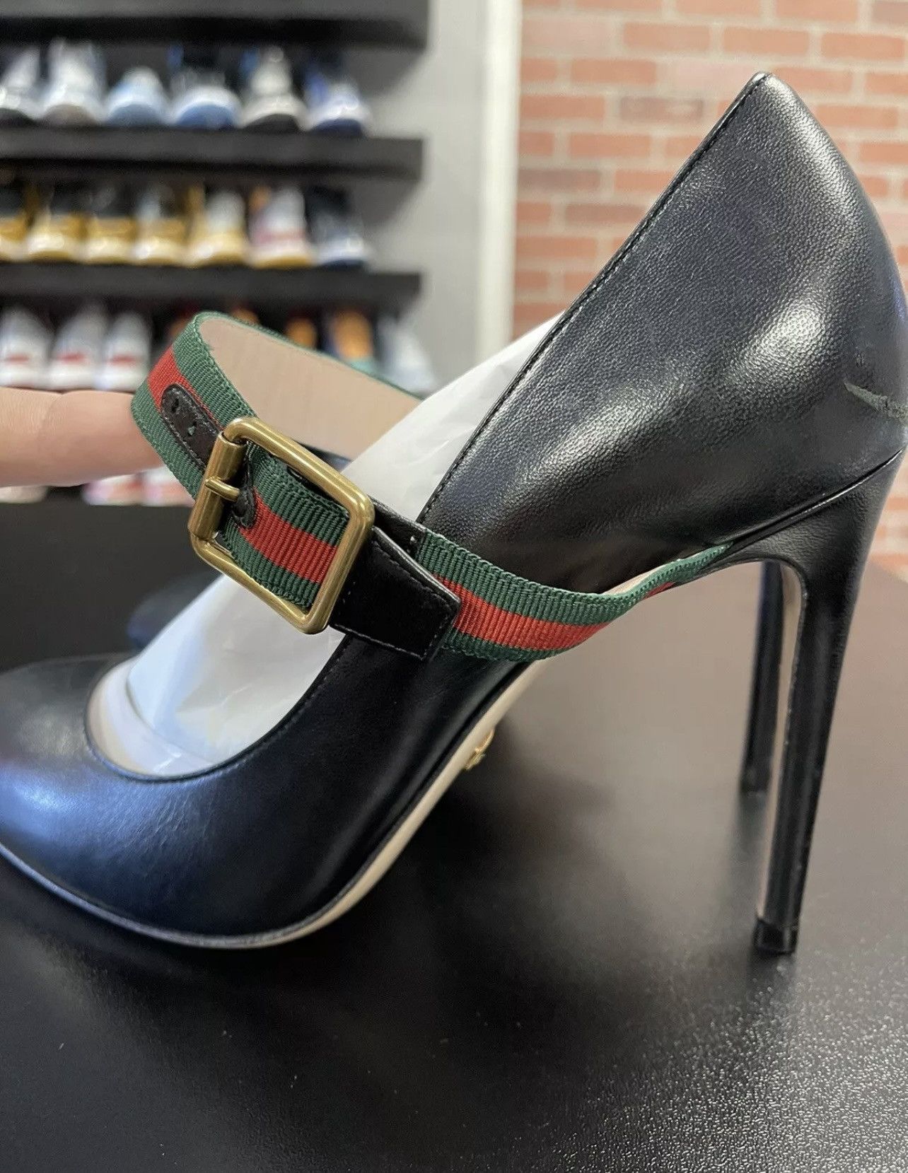 Gucci Size 8US/38EU - Gucci Black Leather Sylvie Mary Jane Pumps Size US 8 / IT 38 - 4 Thumbnail