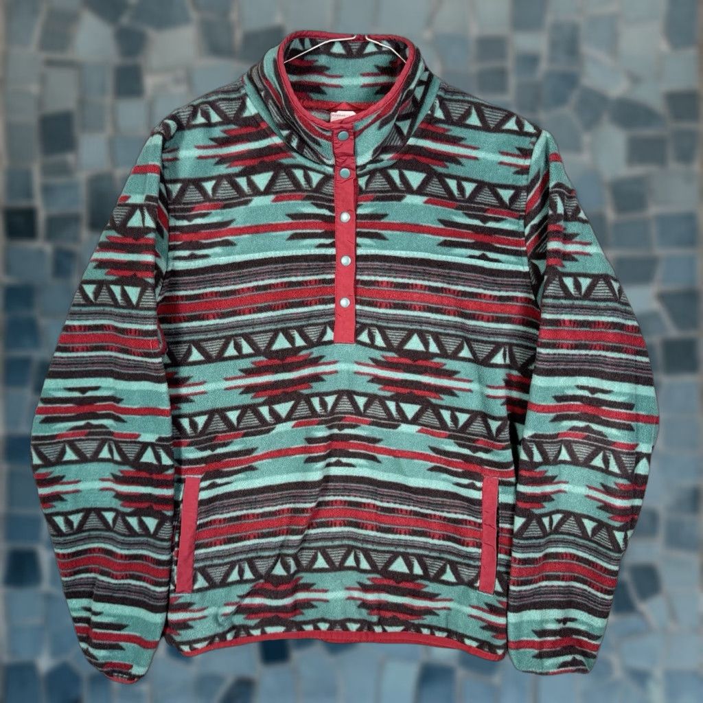 Vintage VINTAGE Cinch Jacket Womens XL Aztec Polar Fleece 1/4 Snap Pullover Sweater Sweatshirt Men/Womens Size XL / US 12-14 / IT 48-50 - 1 Thumbnail