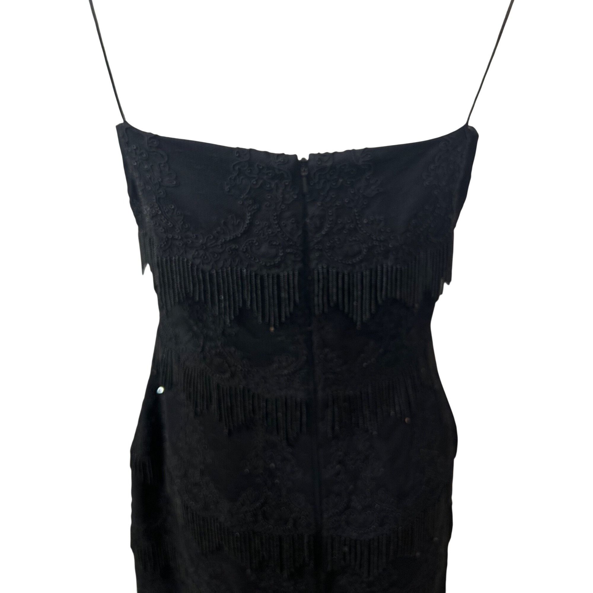 Other Carmen Marc Valvo Black Dress 8 Sheath Flapper Style Tiered Size M / US 6-8 / IT 42-44 - 18 Thumbnail