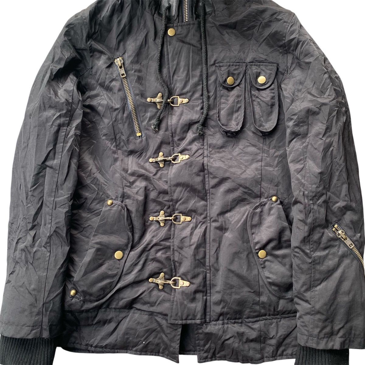 If Six Was Nine Round Trip Bondage Studded Jacket w/ Fur Hoodie Size US L / EU 52-54 / 3 - 9 Thumbnail