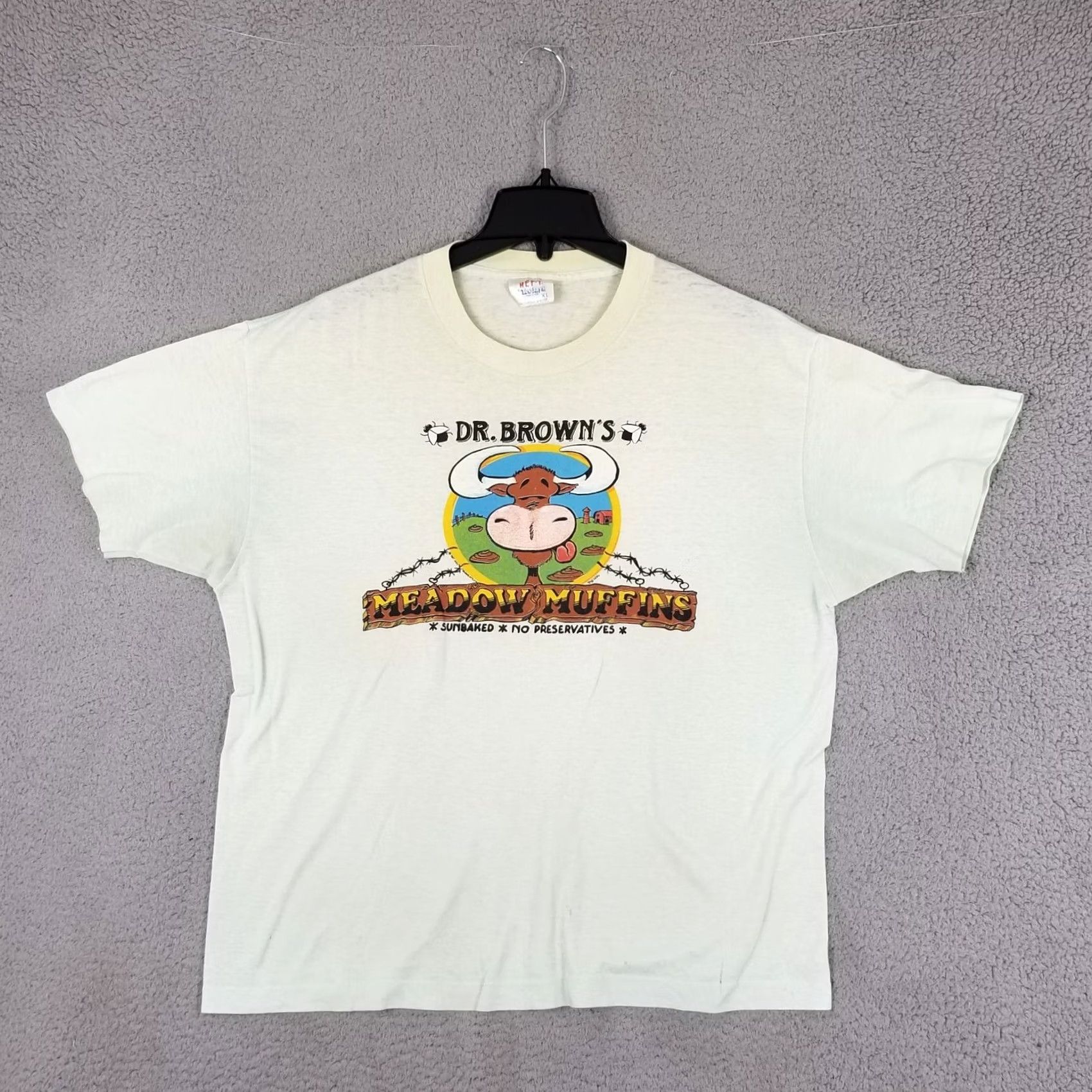 Vintage Vintage Meadow Muffins Shirt Men XL Ivory Cotton 90s Cowboys Hippie Funny Slim T-Shirt Mens Size US XL / EU 56 / 4 - 2 Thumbnail