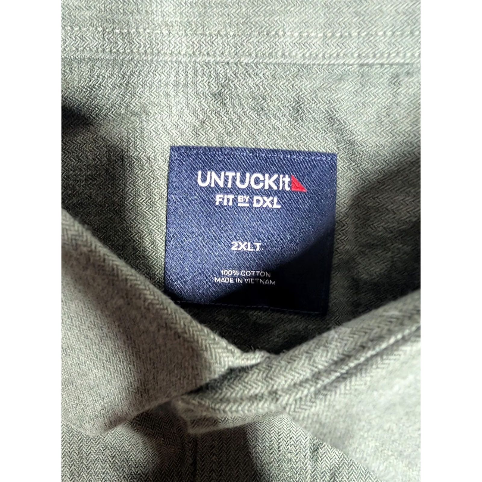 UNTUCKit UNTUCKit Mens 2XLT Green Herringbone Twill Long Sleeve Button Up Casual Shirt Size US XXL / EU 58 / 5 - 5 Thumbnail