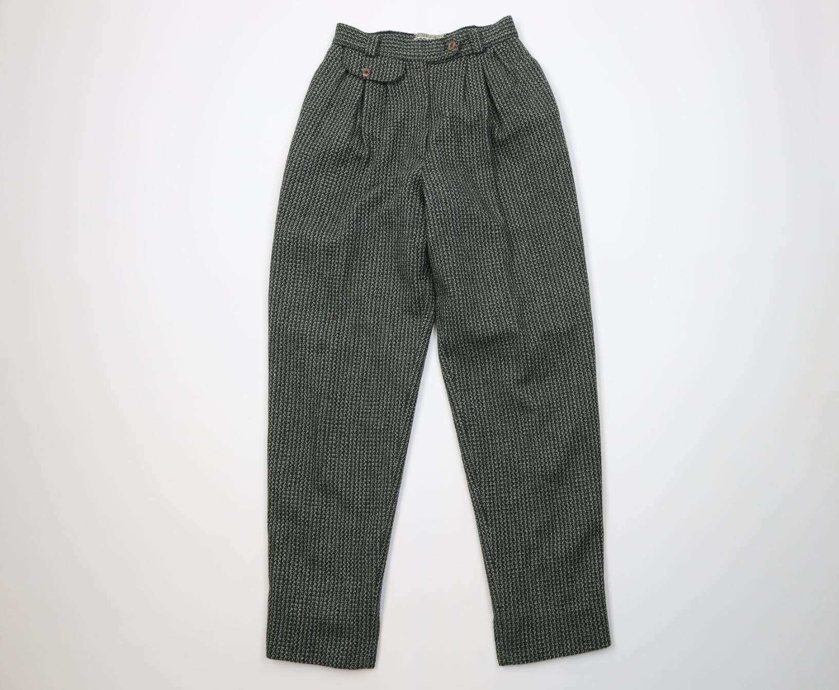 Vintage Vintage 90s Streetwear Knit High Waisted Chino Pants Green Size 27" / US 4 / IT 40 - 1 Thumbnail