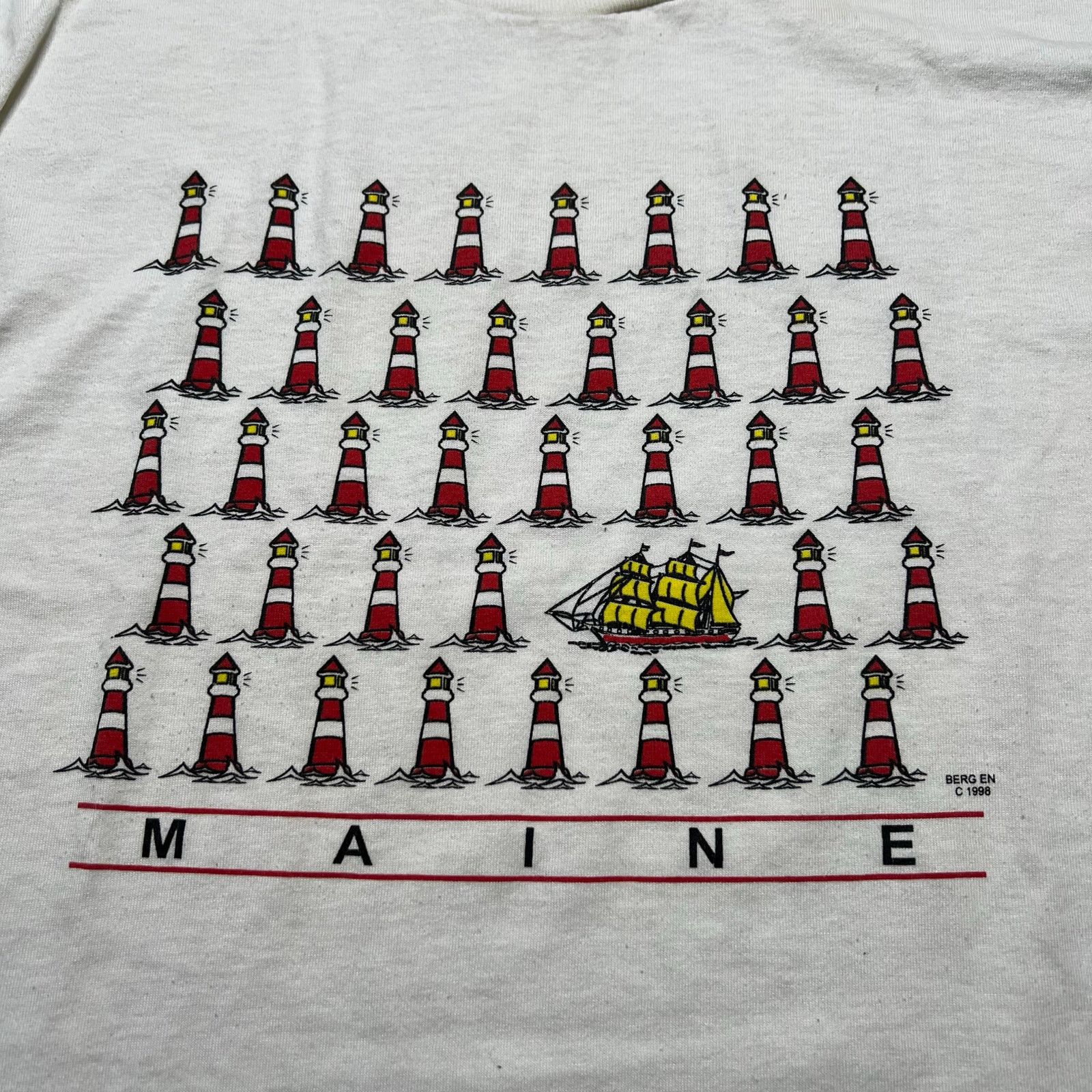 Fruit Of The Loom Vintage 90s Maine Lighthouse T-Shirt Size Large USA Size US L / EU 52-54 / 3 - 2 Thumbnail
