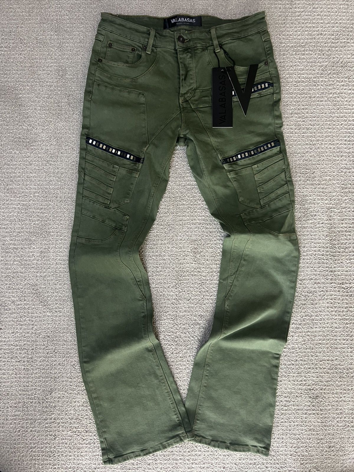 Valabasas Valabasas - Olive Green Stacked Flare Jeans, Size 34 Size US 34 / EU 50 - 1 Thumbnail