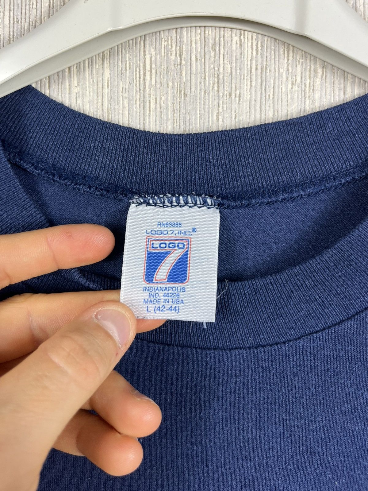 Logo 7 Vintage Logo7 New York Giants navy single stitch t-shirt tee Size US L / EU 52-54 / 3 - 12 Thumbnail
