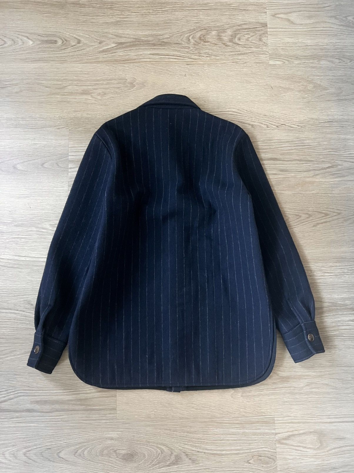Sefr Mats Wool Overshirt in Navy Pinstripe Size Medium Size US M / EU 48-50 / 2 - 3 Thumbnail