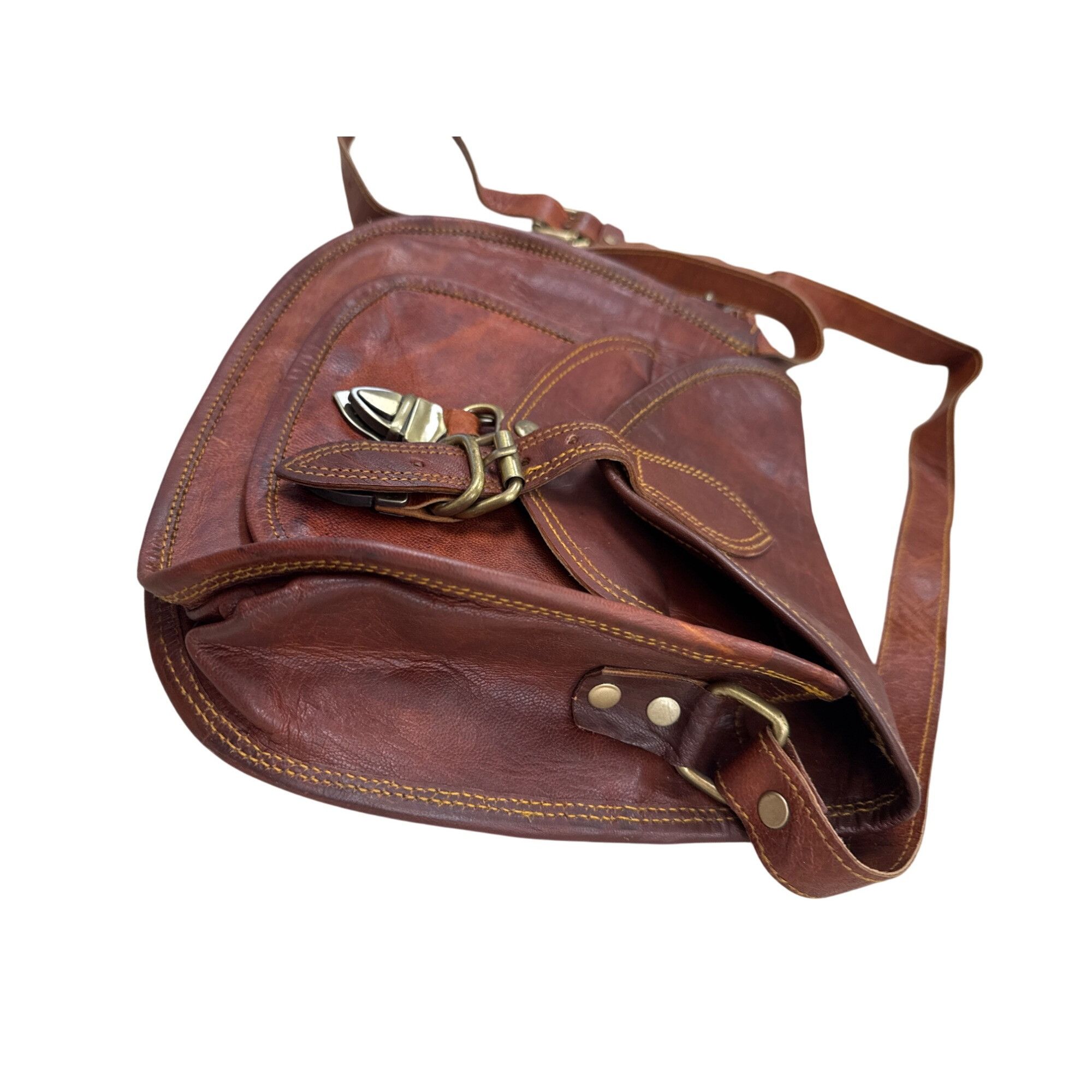 Vintage Firu womens Vintage Leather Handmade crossbody Purse 9x10 SK Size ONE SIZE - 4 Thumbnail