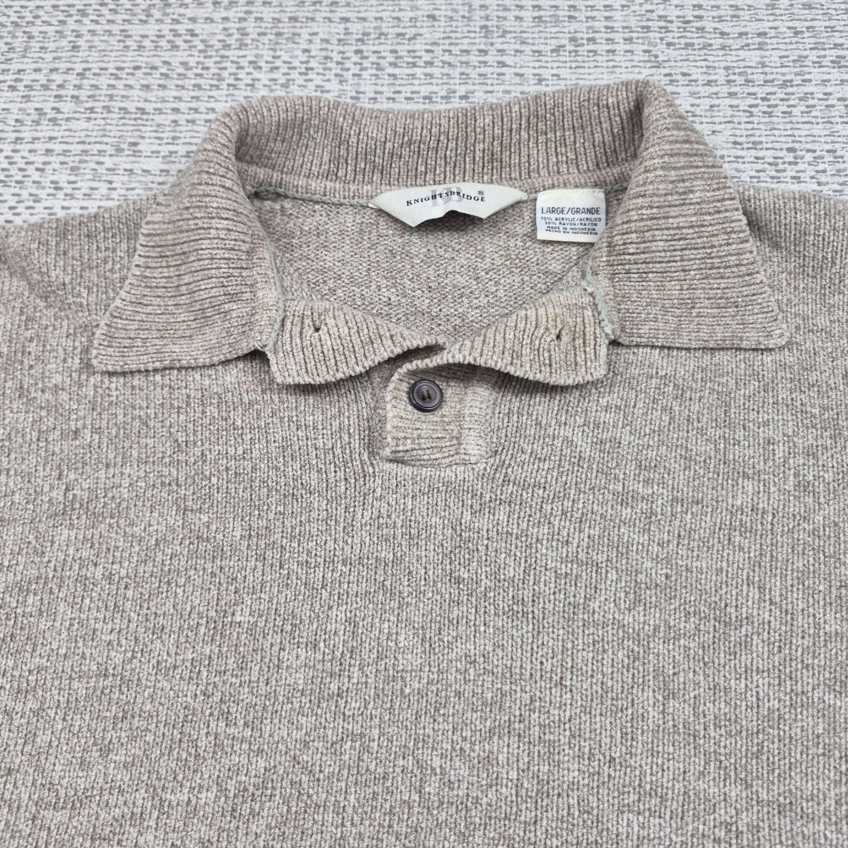 Vintage VINTAGE Knightsbridge Pullover Sweater Mens Large Beige Collared Knit Knitwear Logo Embroidered 90s Classic Dad Retro Size US L / EU 52-54 / 3 - 6 Thumbnail