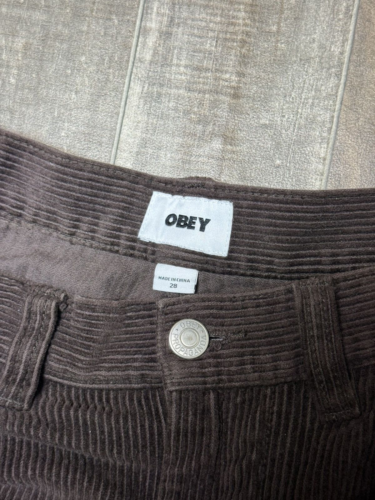 Obey Brown Corduroy Carpenter Double Knee Obey Jeans Straight Fit Size US 28 / EU 44 - 3 Thumbnail
