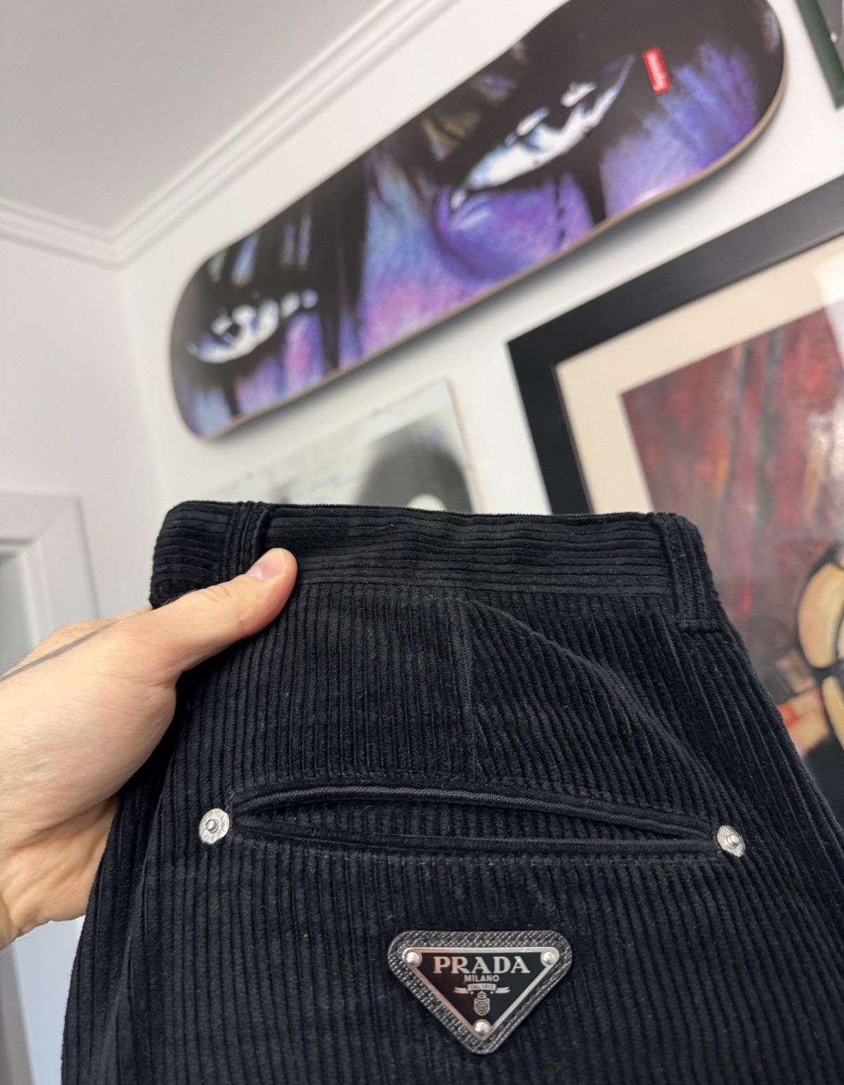 Prada AW23 Prada Black Corduroy Designer Trousers Luxury High End Size US 31 - 6 Thumbnail