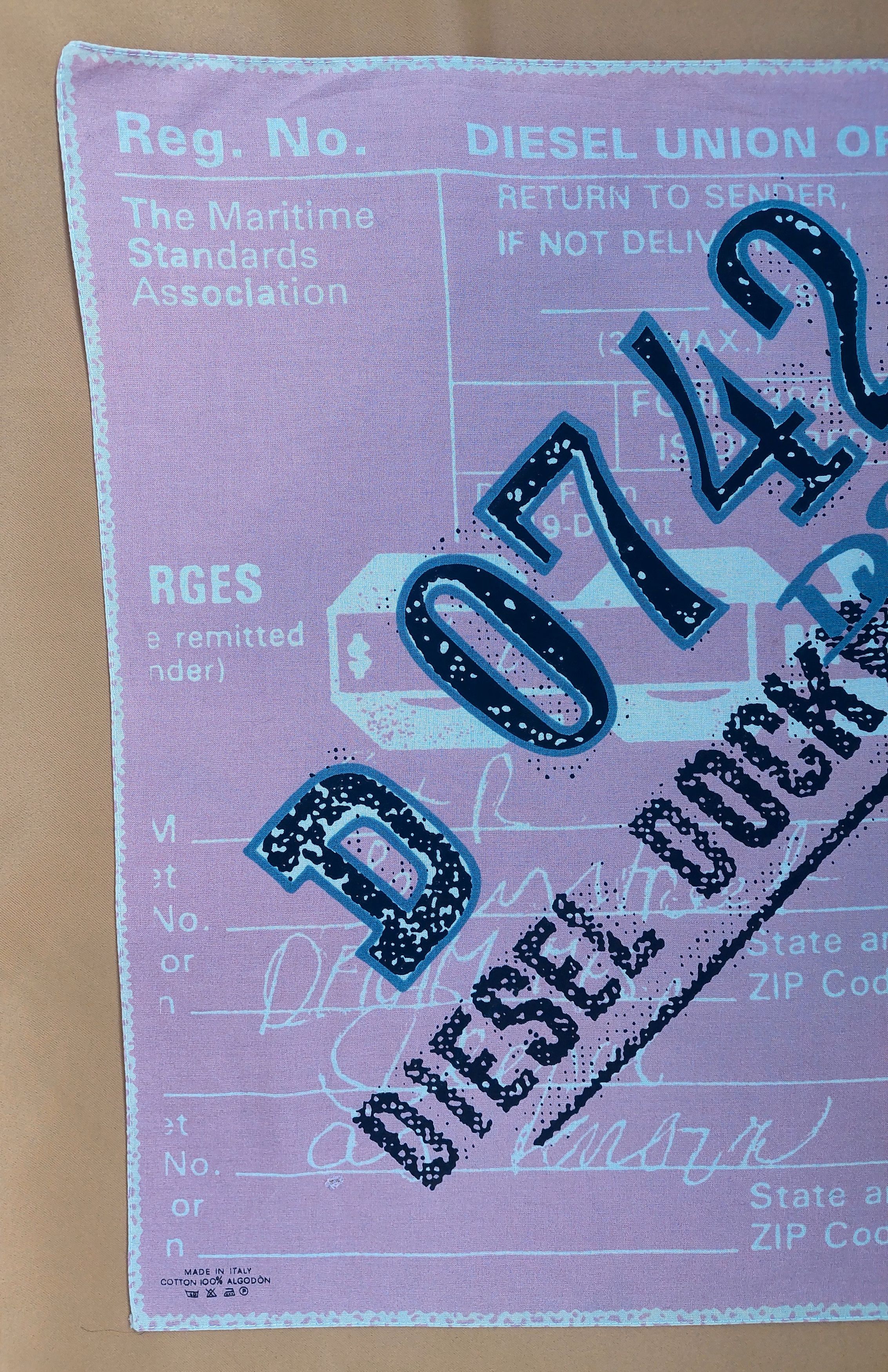 Diesel Vintage Diesel Pink Bandana Graphic Union of Dockworkers Y2K Size ONE SIZE - 10 Thumbnail