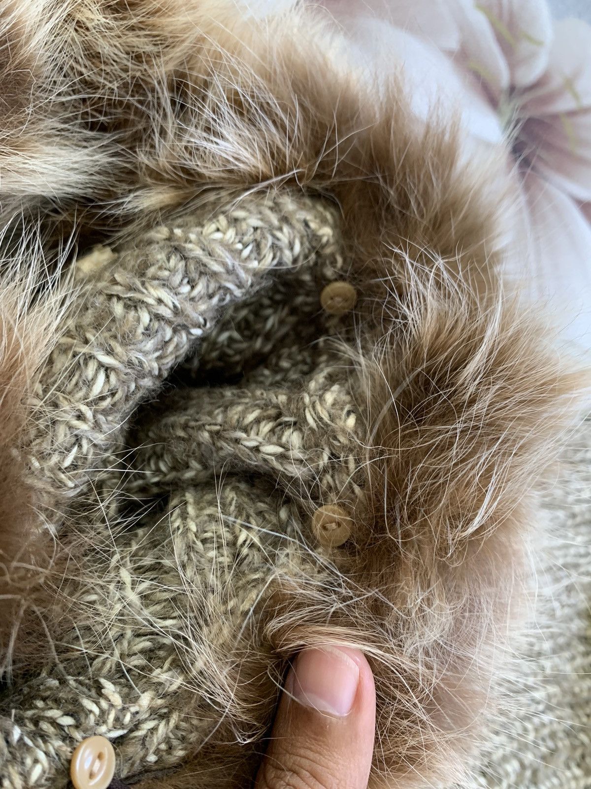 Otto Otto Sumisho Fur Collar Knit Zipper Jacket Size L / US 10 / IT 46 - 9 Thumbnail