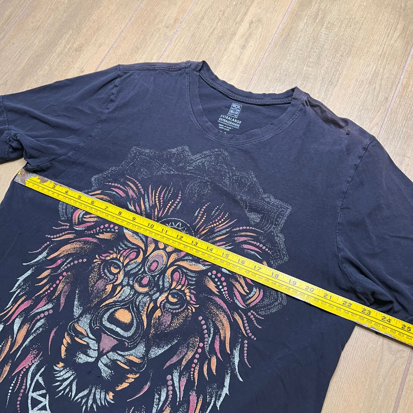 Vintage Y2K Orva Lion Graphic T Shirt XL Faded Black Boho Tribal Art Size US XL / EU 56 / 4 - 6 Thumbnail