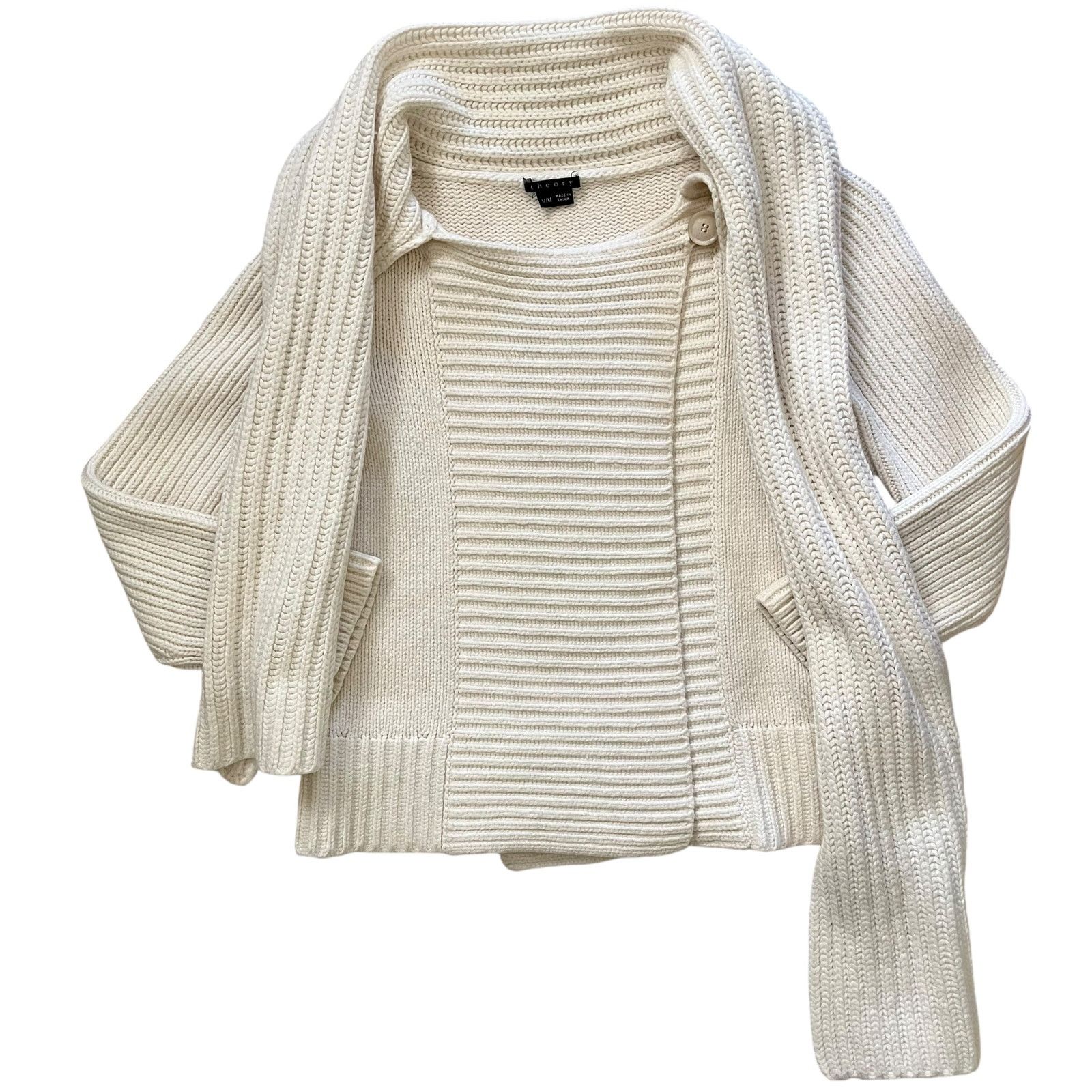 Theory Theory Ivory White Carolyn Cardigan Sweater & Attached Scarf Size M / US 6-8 / IT 42-44 - 8 Thumbnail